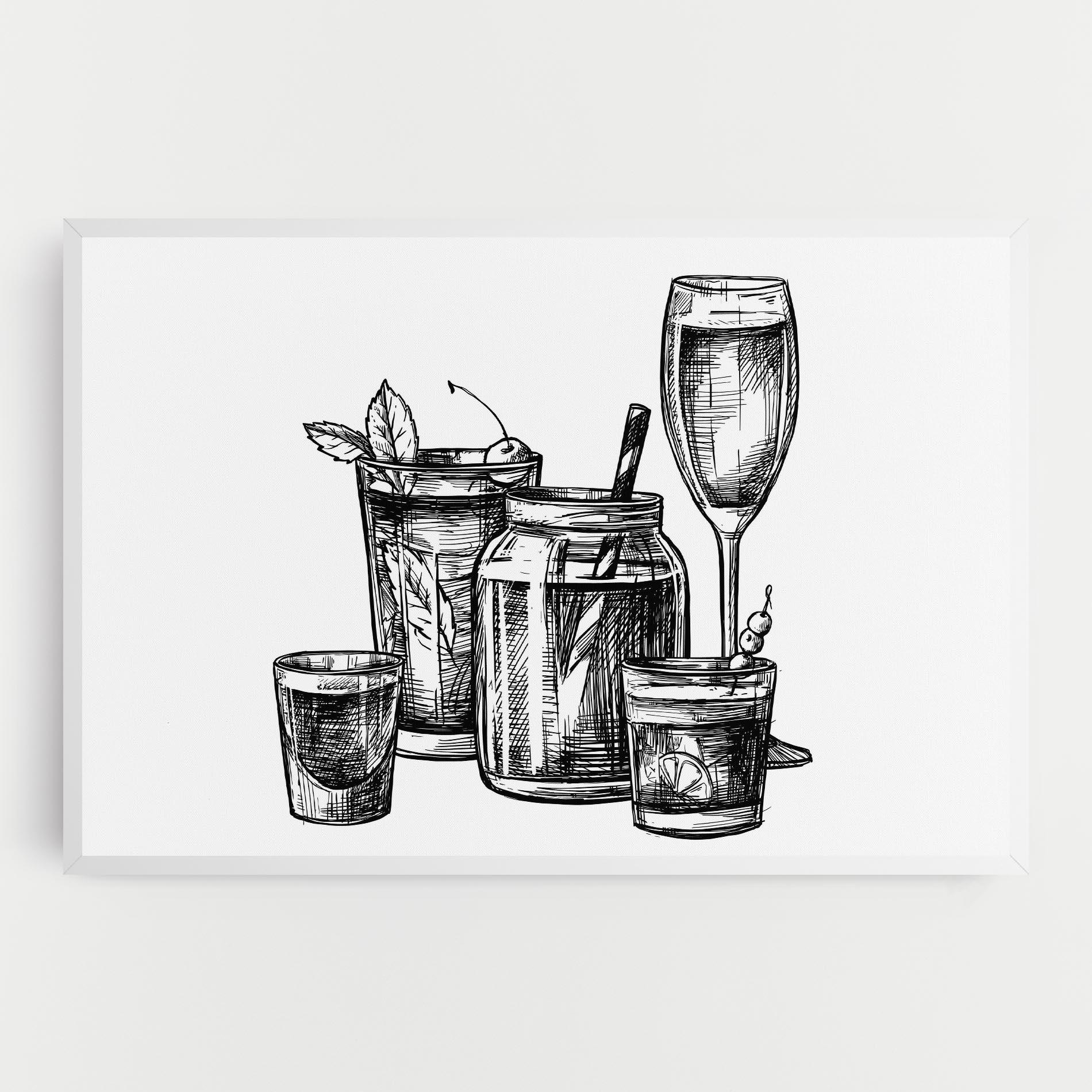 Obraz na Płótnie Black Line Drinks mockup 0