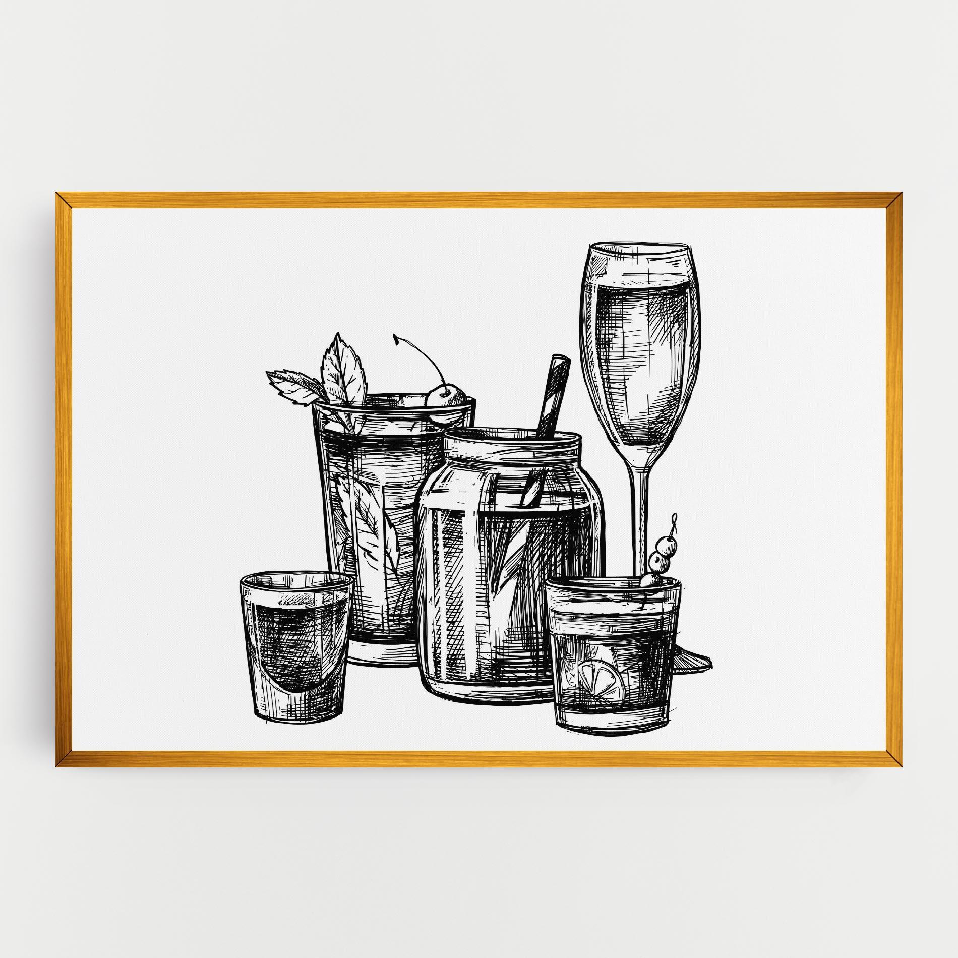 Obraz na Płótnie Black Line Drinks mockup 0