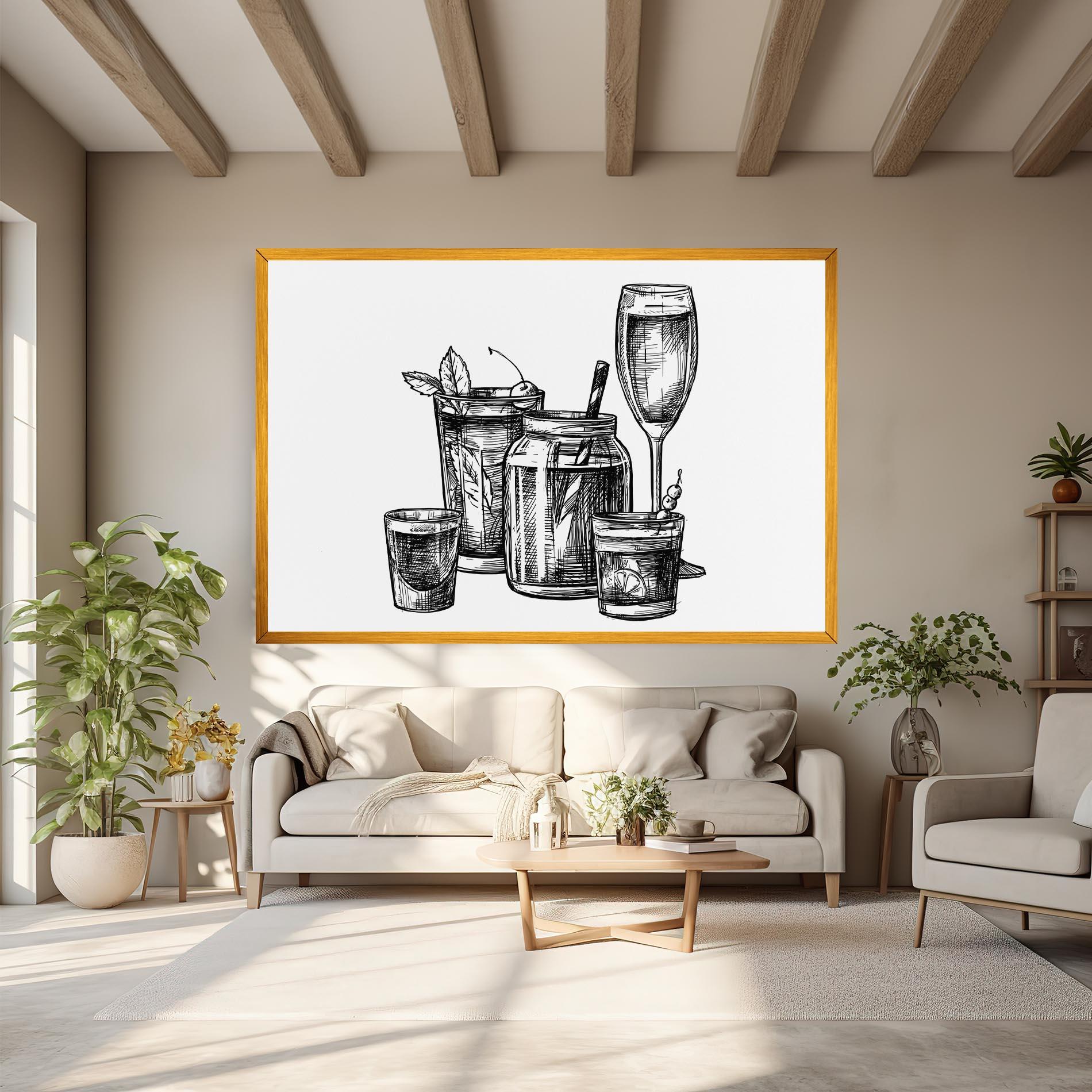 Obraz na Płótnie Black Line Drinks mockup 6