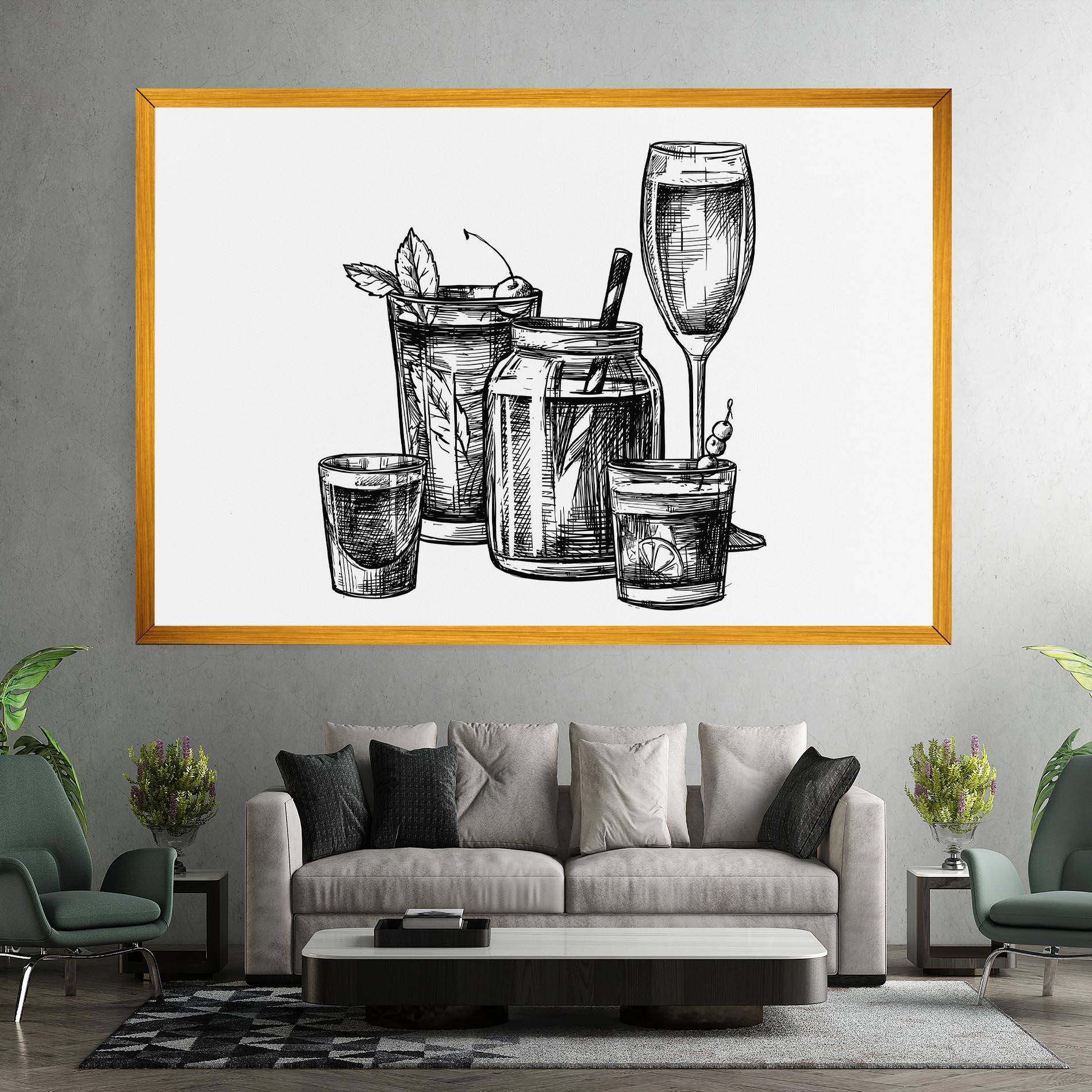 Obraz na Płótnie Black Line Drinks mockup 7