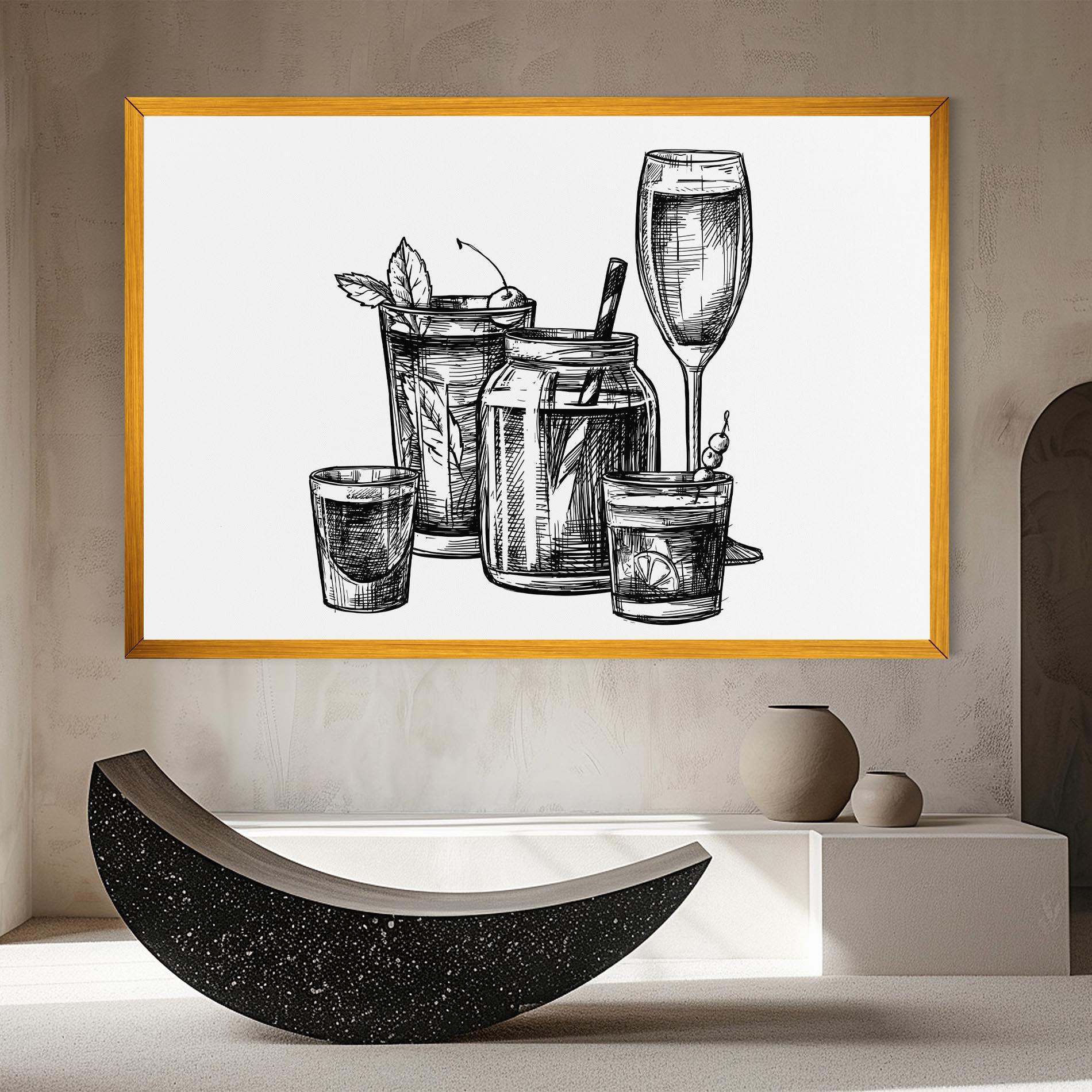 Obraz na Płótnie Black Line Drinks mockup 8