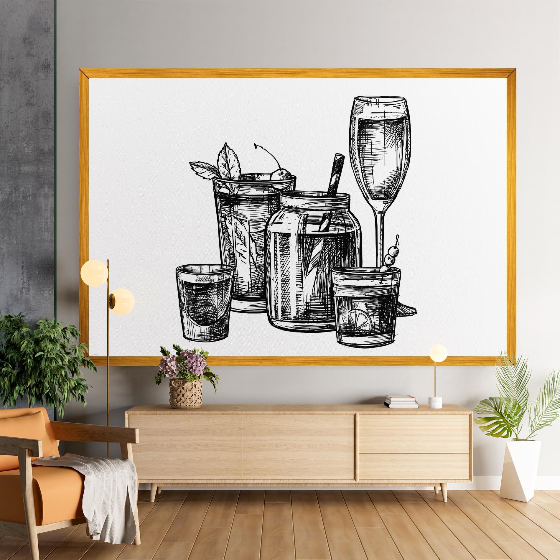 Obraz na Płótnie Black Line Drinks mockup 9