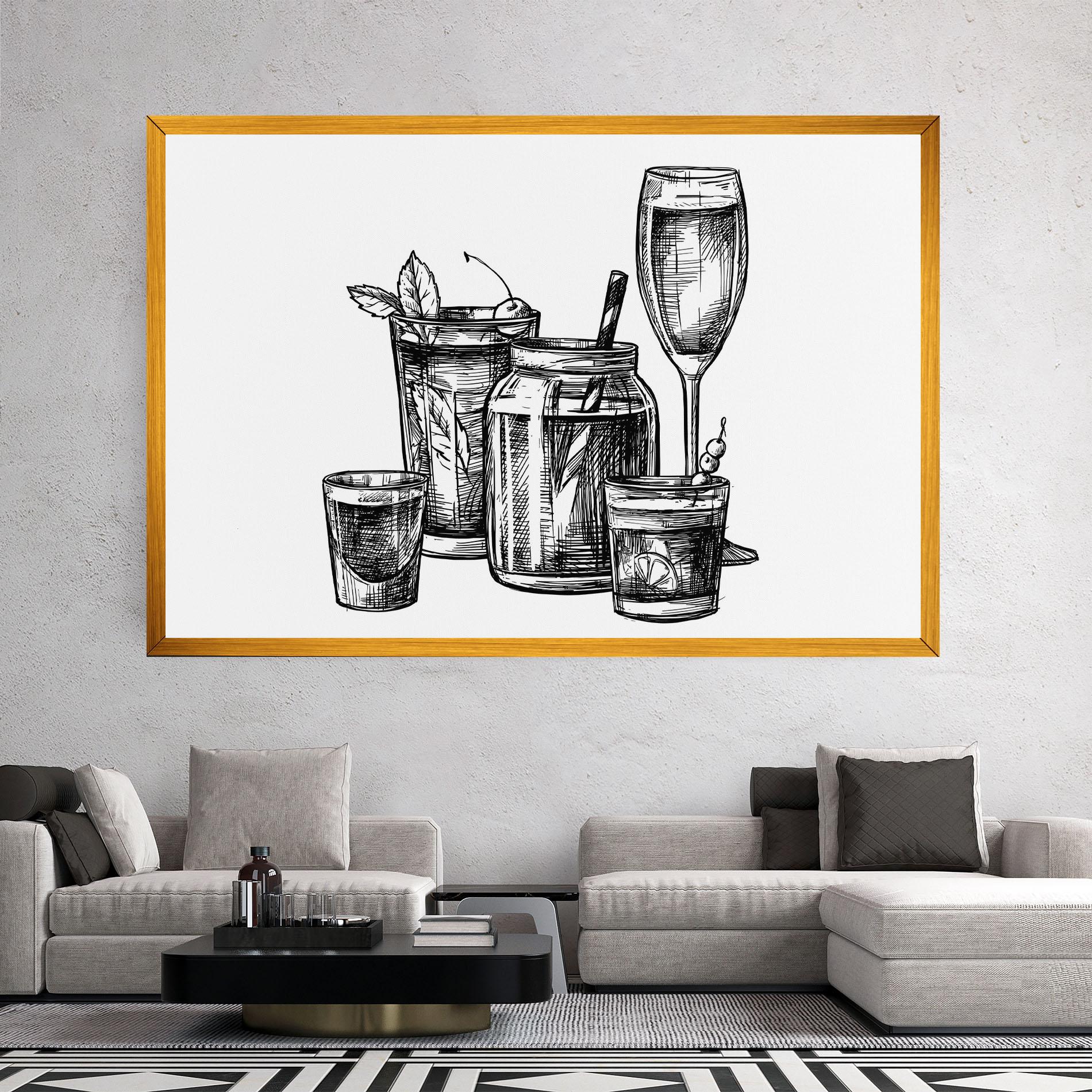 Obraz na Płótnie Black Line Drinks mockup 2