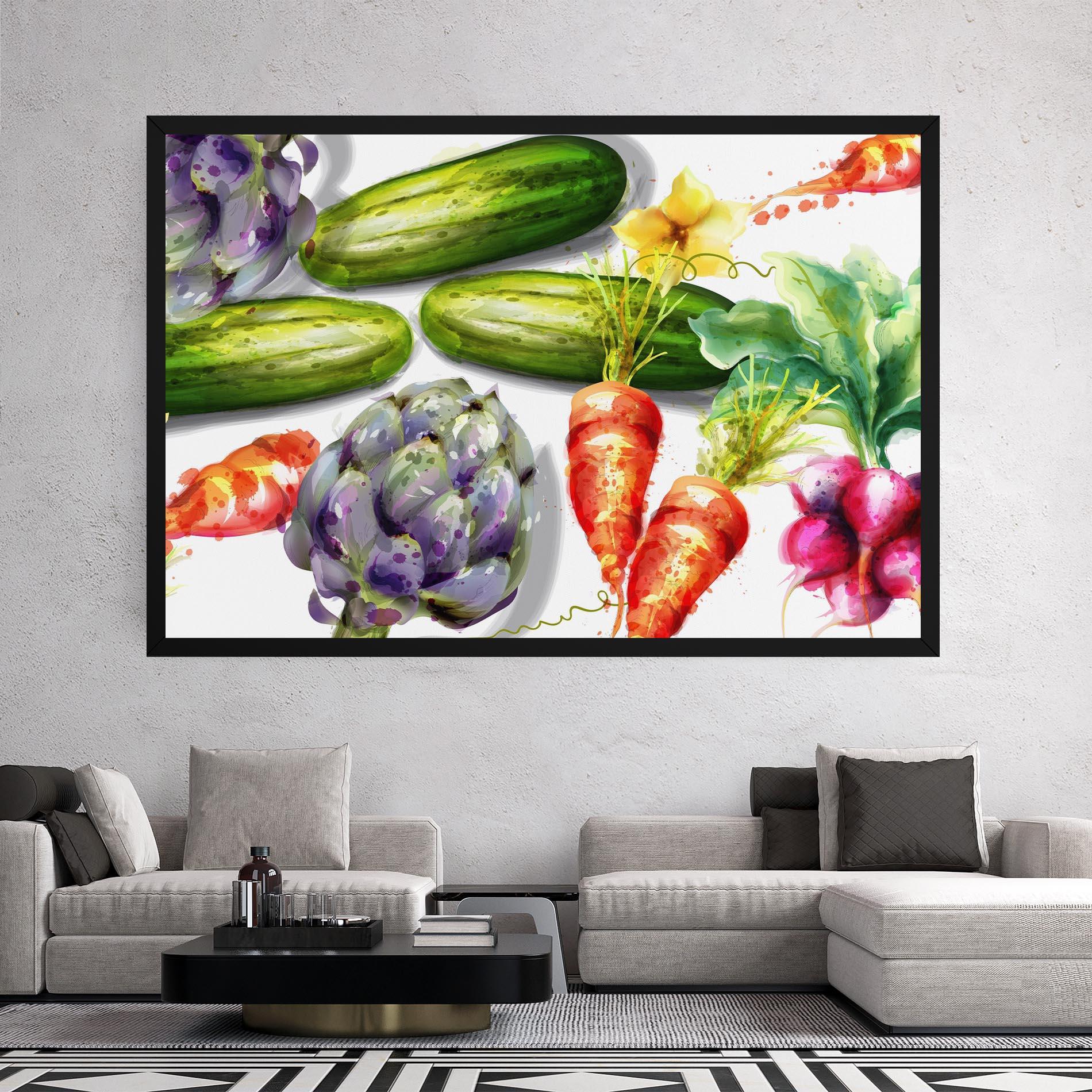 Obraz na Płótnie Watercolor Vegetables mockup 2