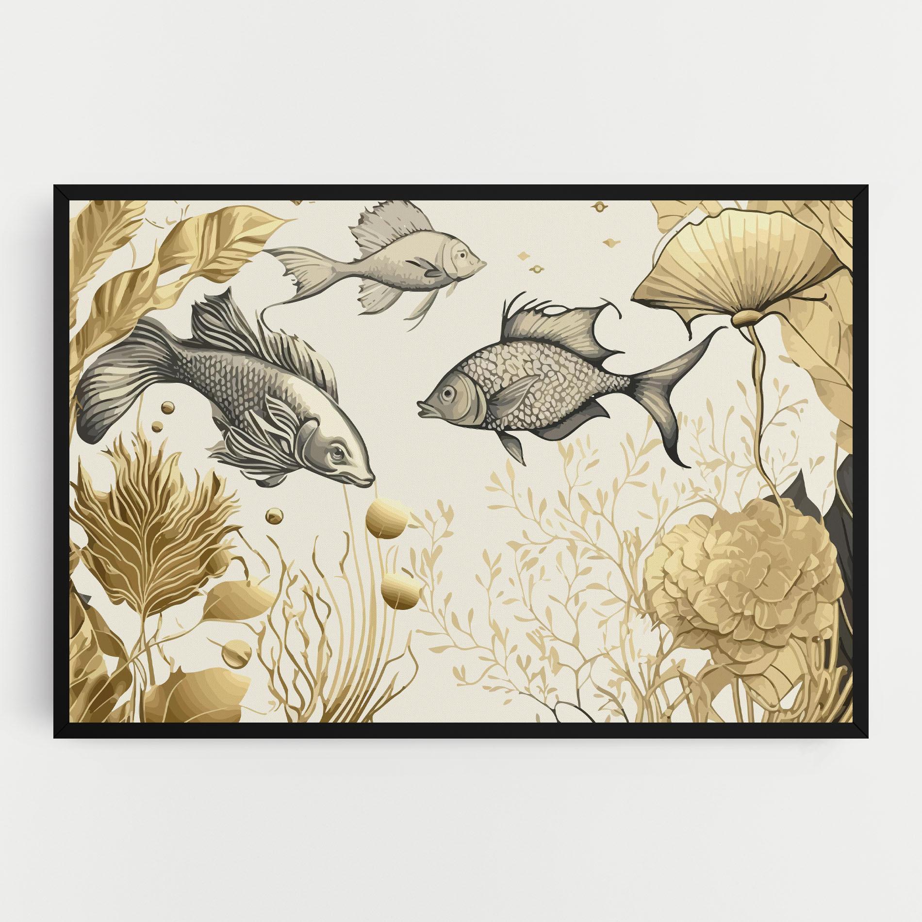 Obraz na Płótnie Grey Gold Fish mockup 0