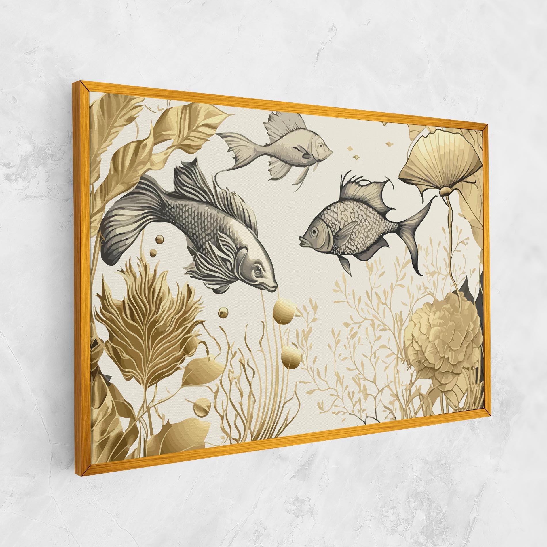 Obraz na Płótnie Grey Gold Fish mockup 1