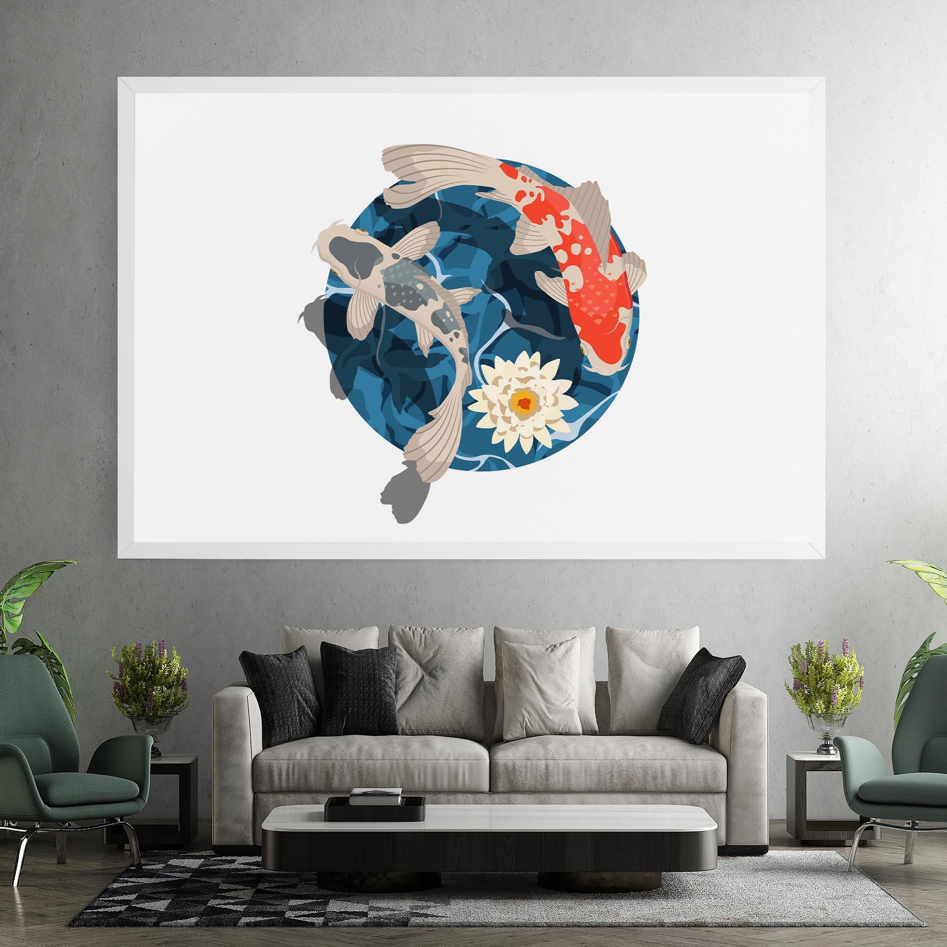 Obraz na Płótnie Grey Orange Koi mockup 7