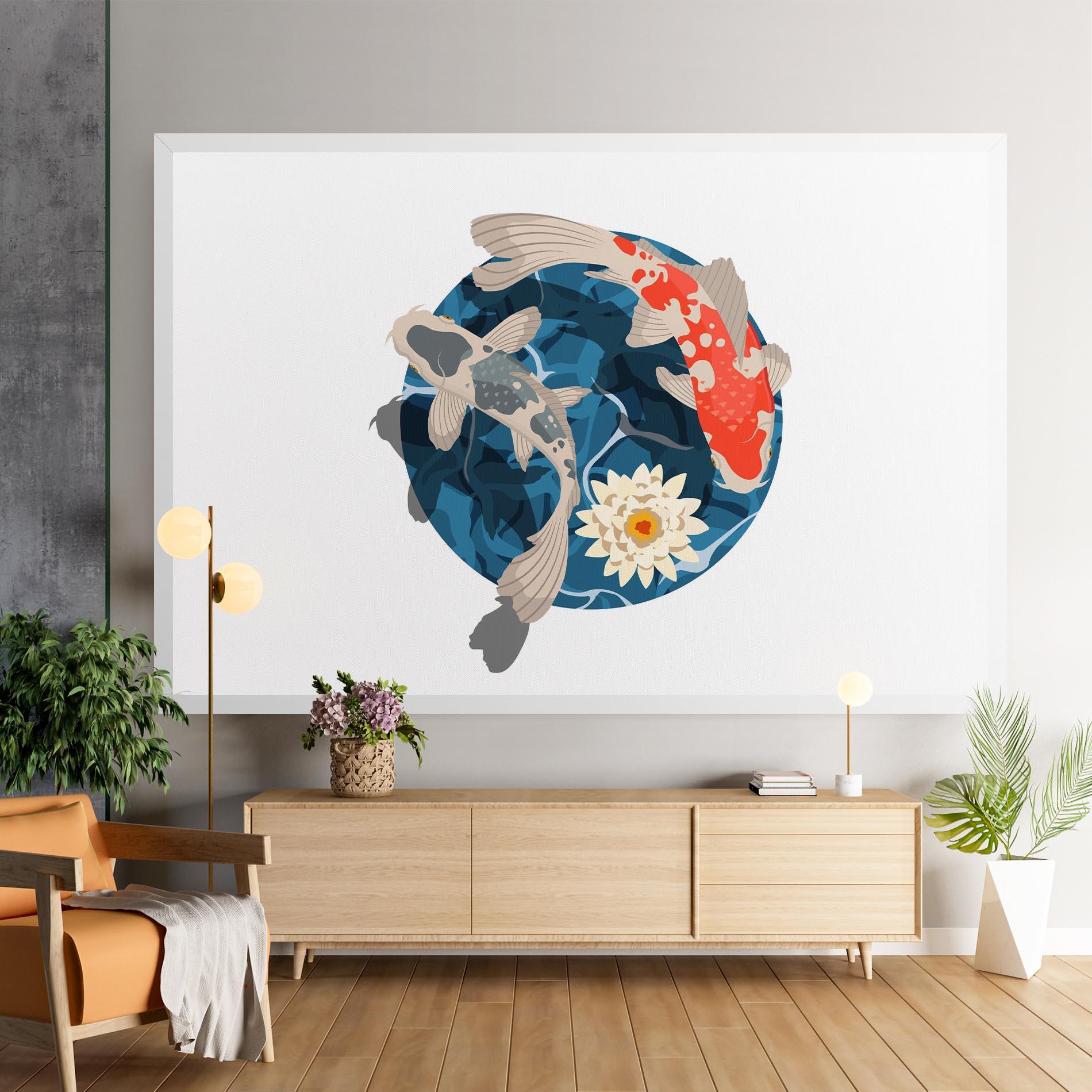 Obraz na Płótnie Grey Orange Koi mockup 9