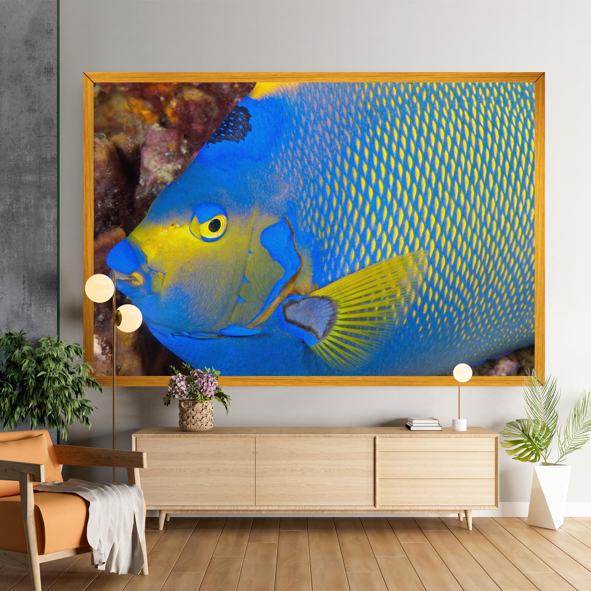 Obraz na Płótnie Blue Yellow Fish mockup 9