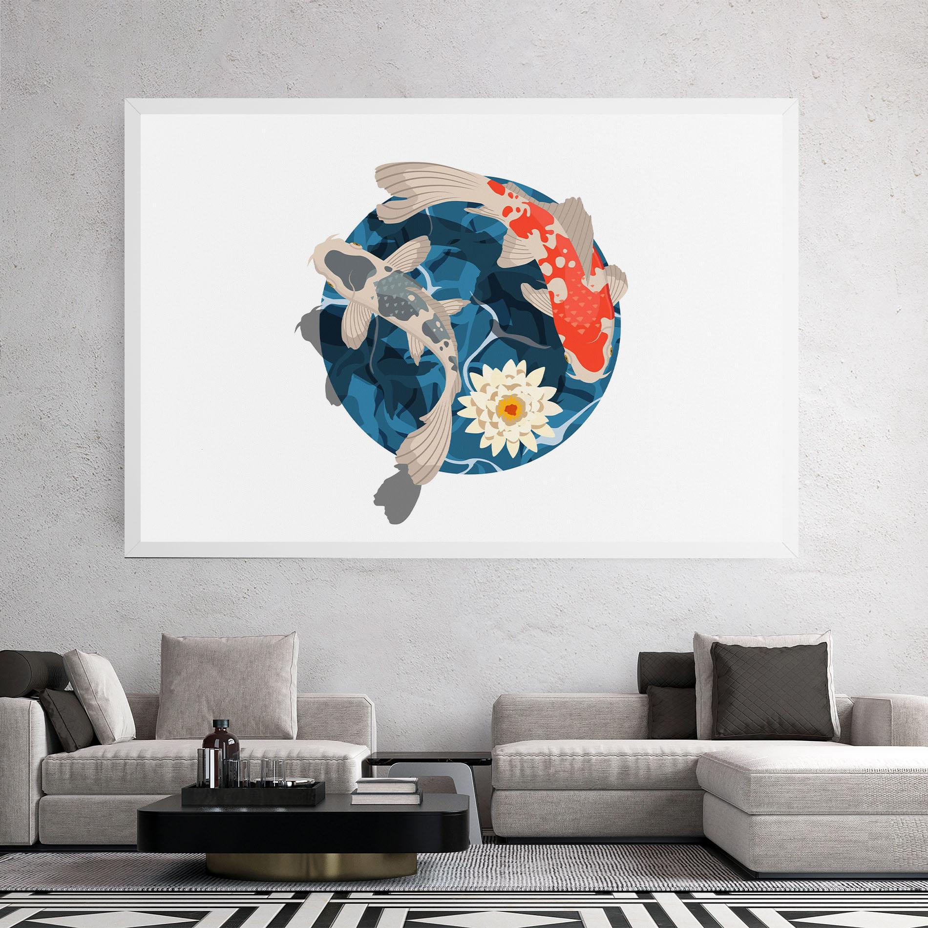 Obraz na Płótnie Grey Orange Koi mockup 2