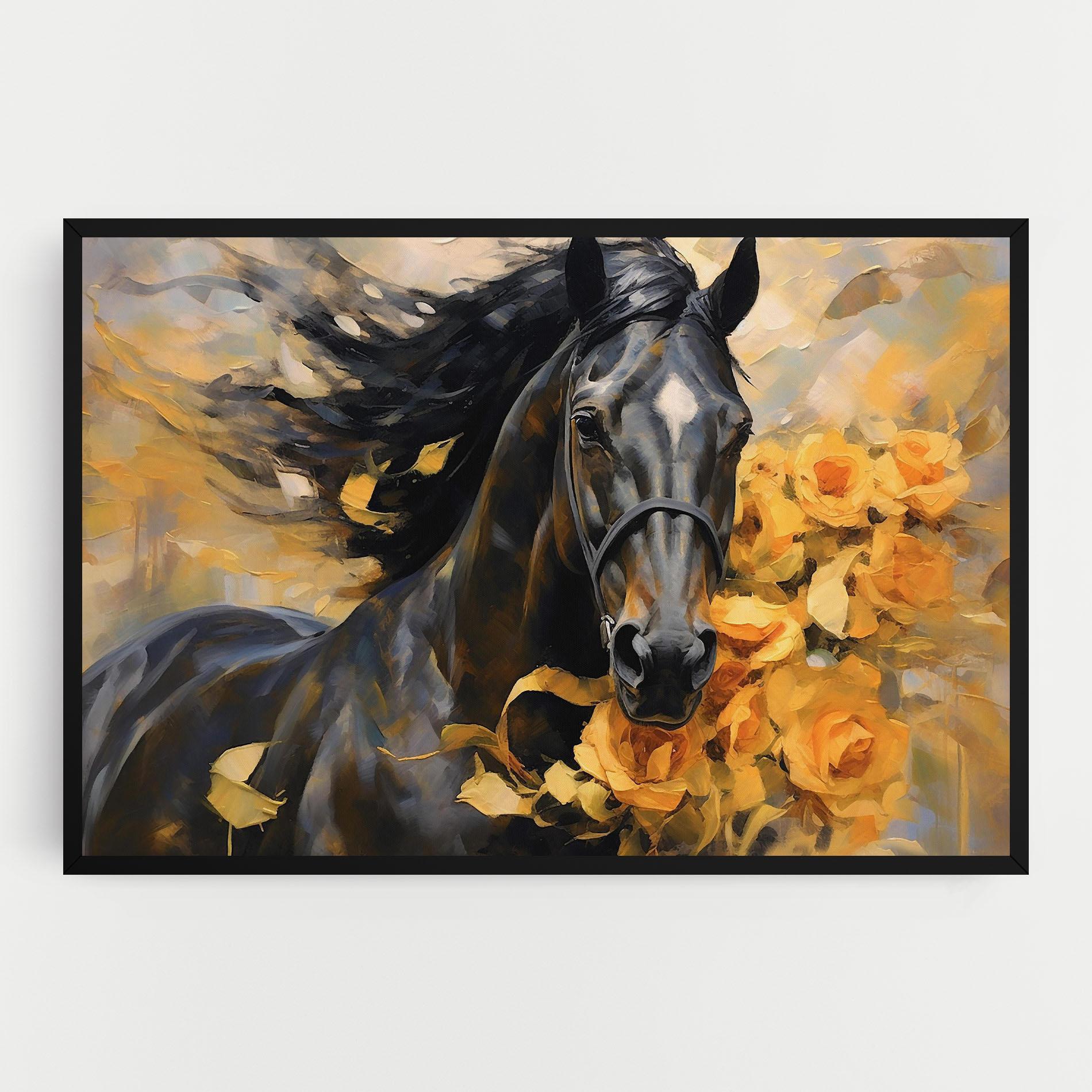 Obraz na Płótnie Yellow Roses Horse mockup 0