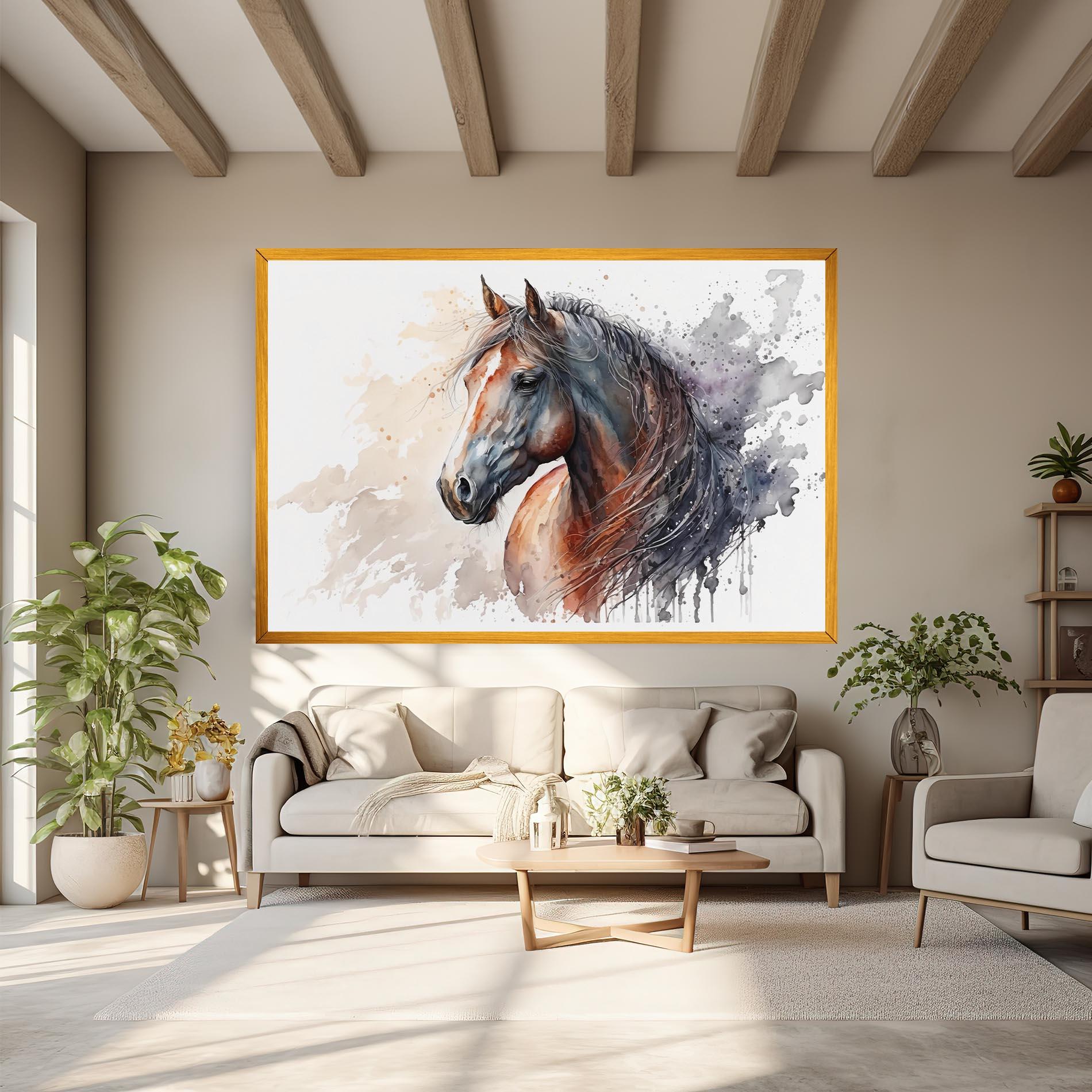 Obraz na Płótnie Black Brown Horse Painting mockup 6