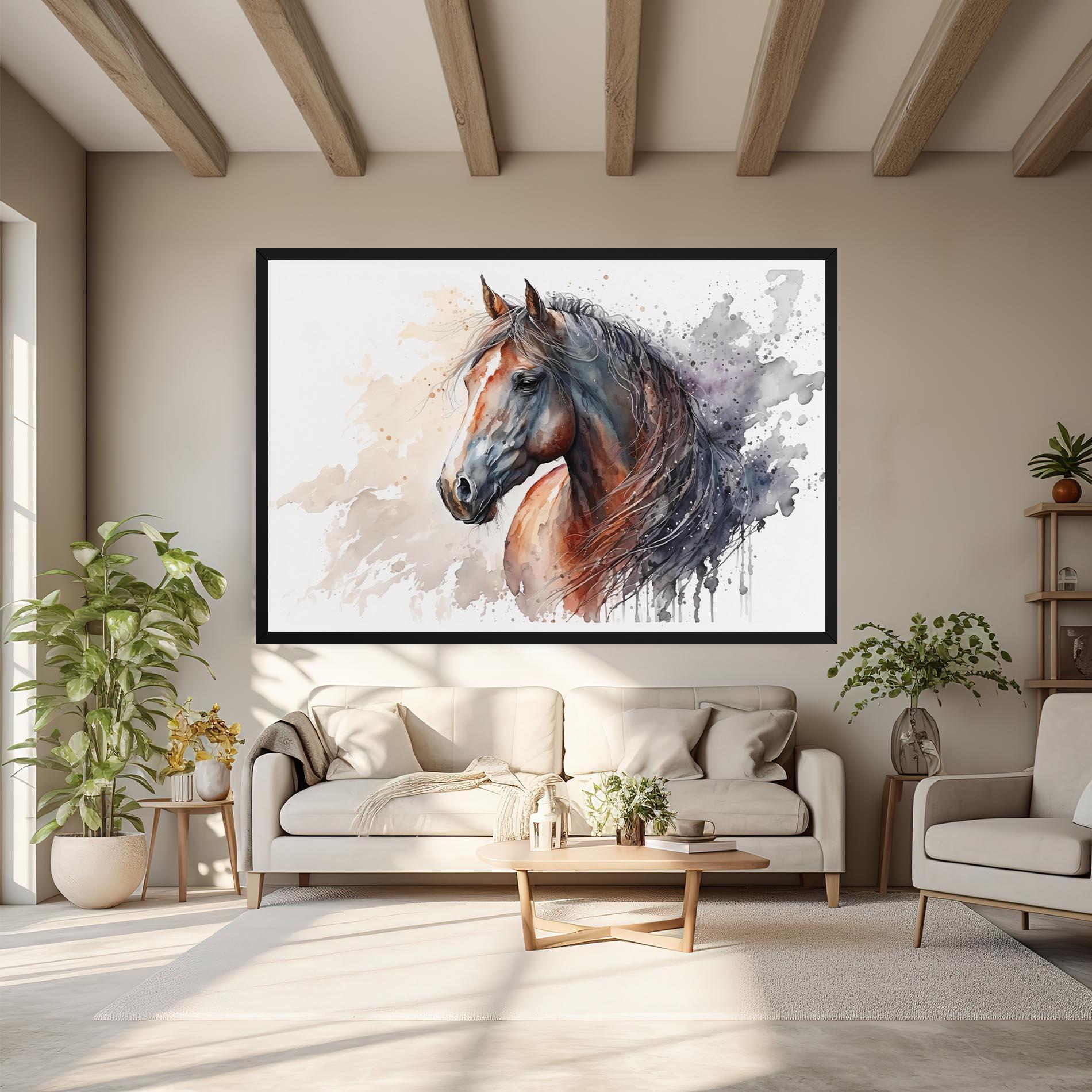Obraz na Płótnie Black Brown Horse Painting mockup 6