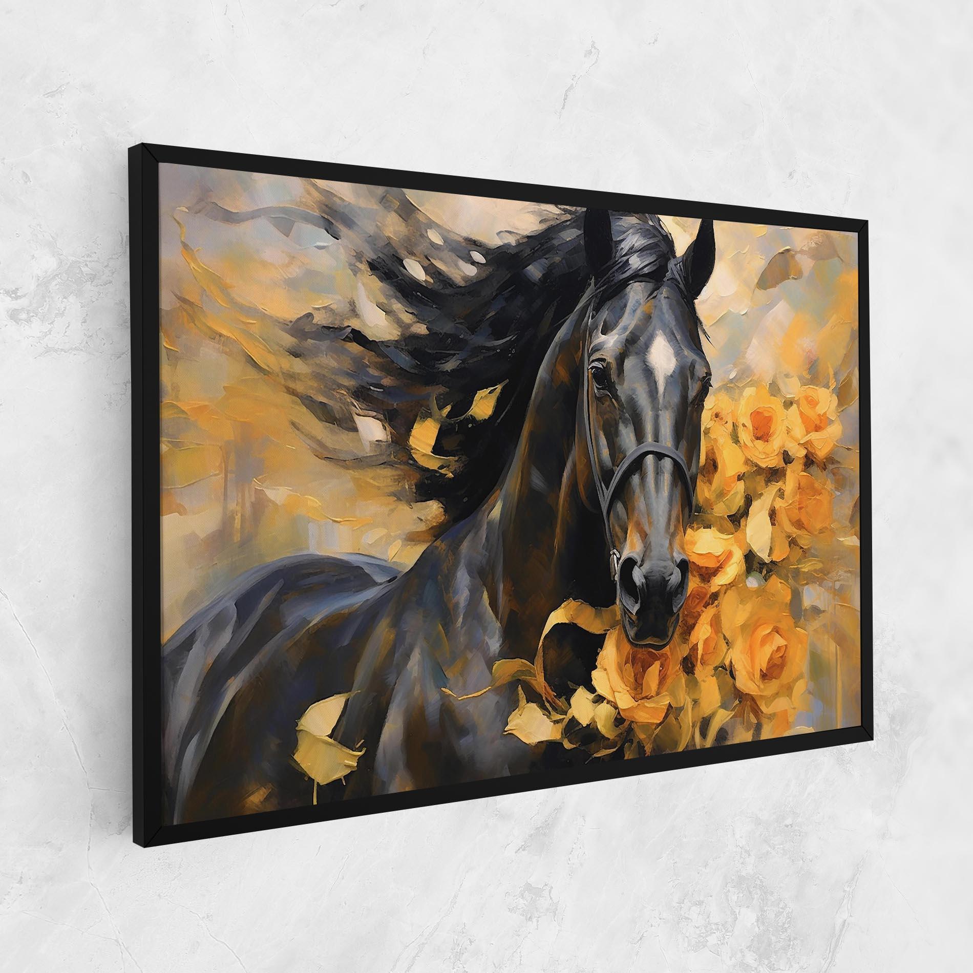 Obraz na Płótnie Yellow Roses Horse mockup 1