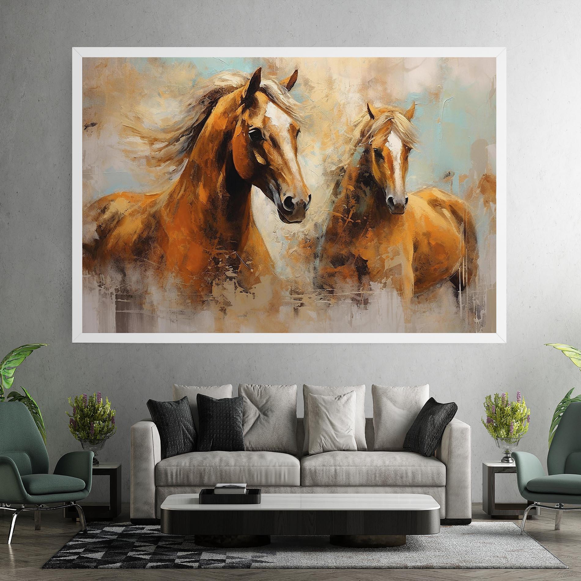 Obraz na Płótnie Brown Horses Staying mockup 7