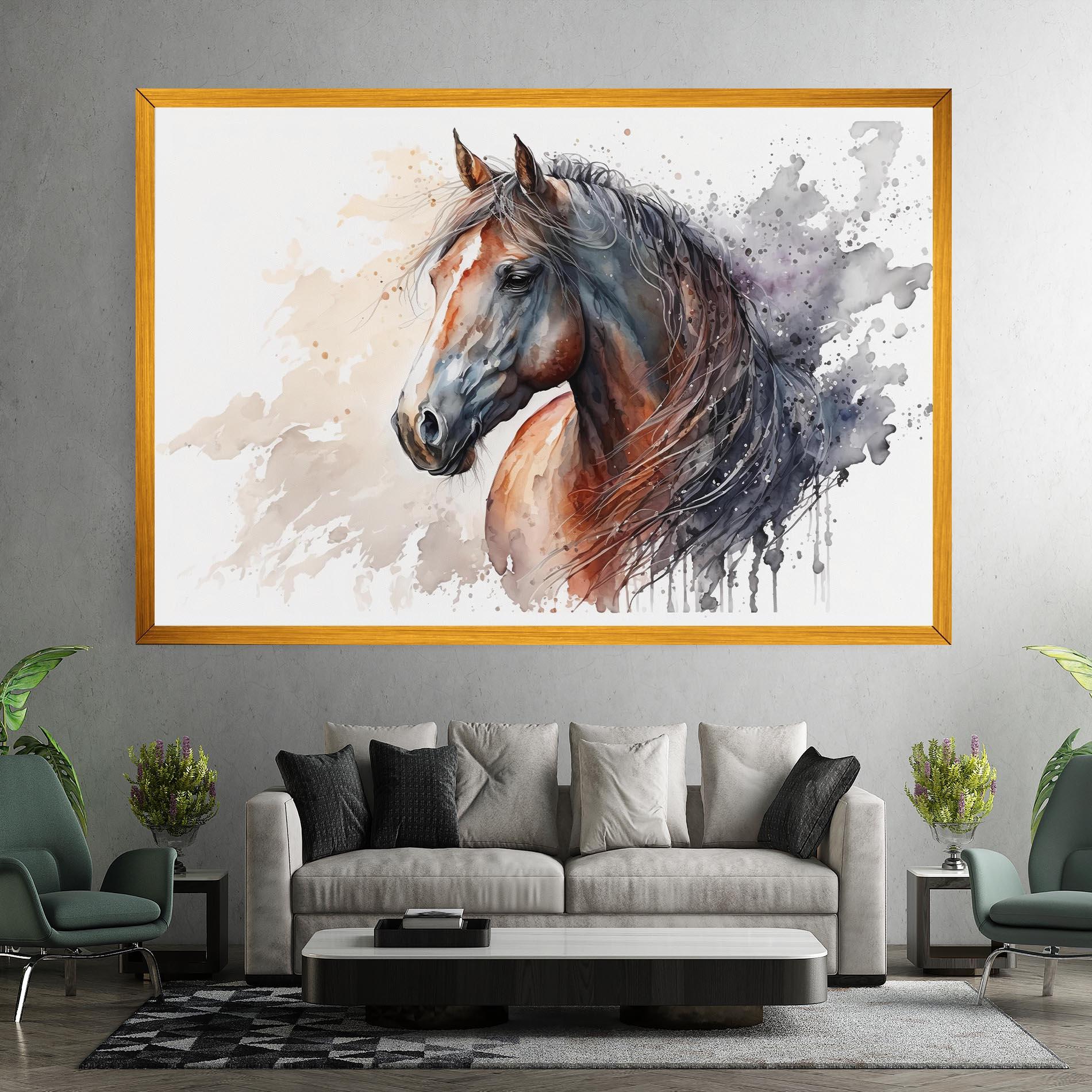 Obraz na Płótnie Black Brown Horse Painting mockup 7