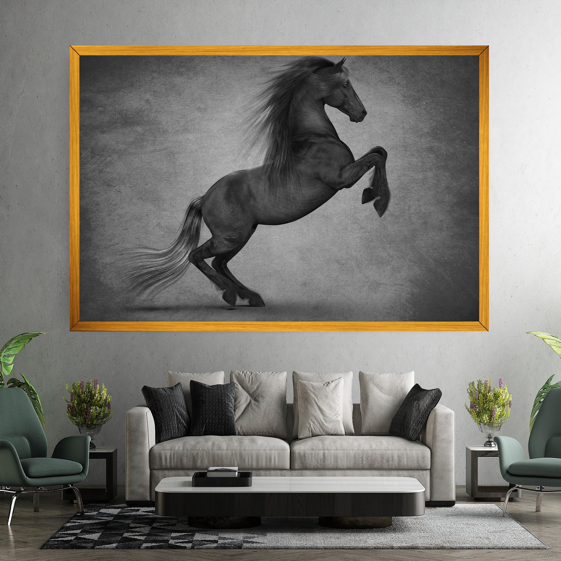Obraz na Płótnie Black Horse Jumping mockup 7