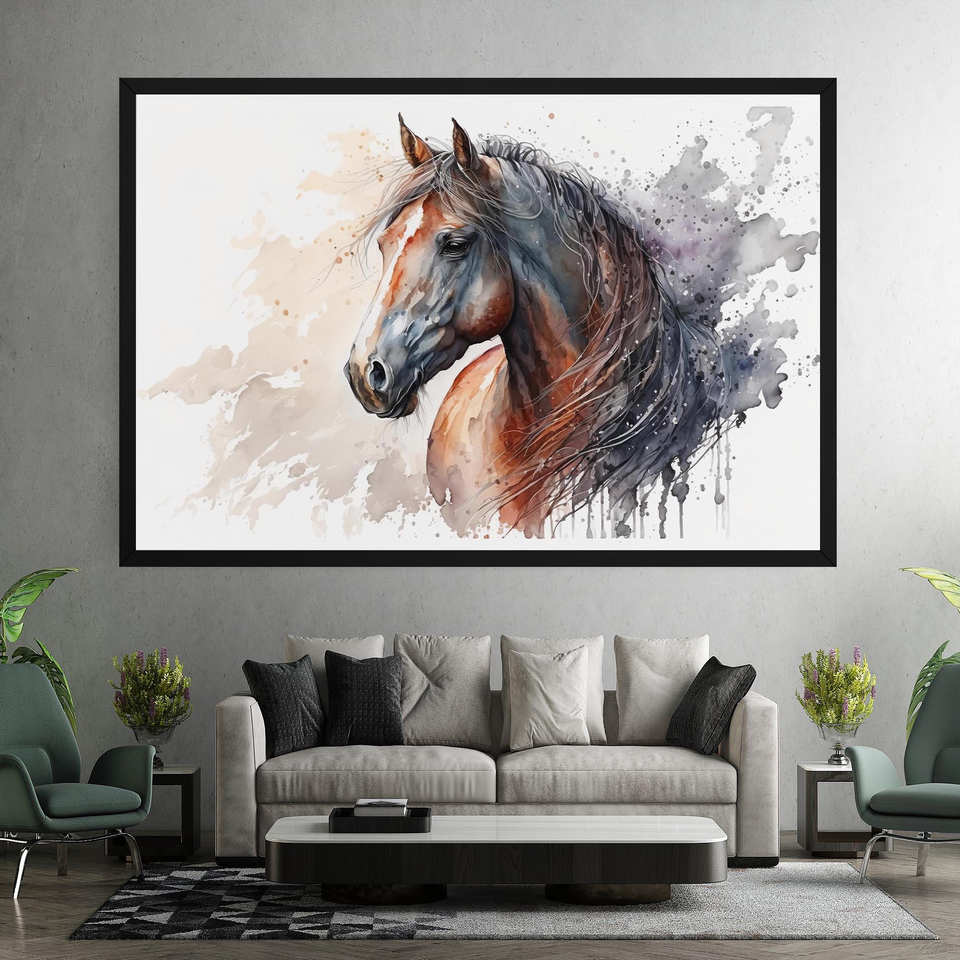 Obraz na Płótnie Black Brown Horse Painting mockup 7