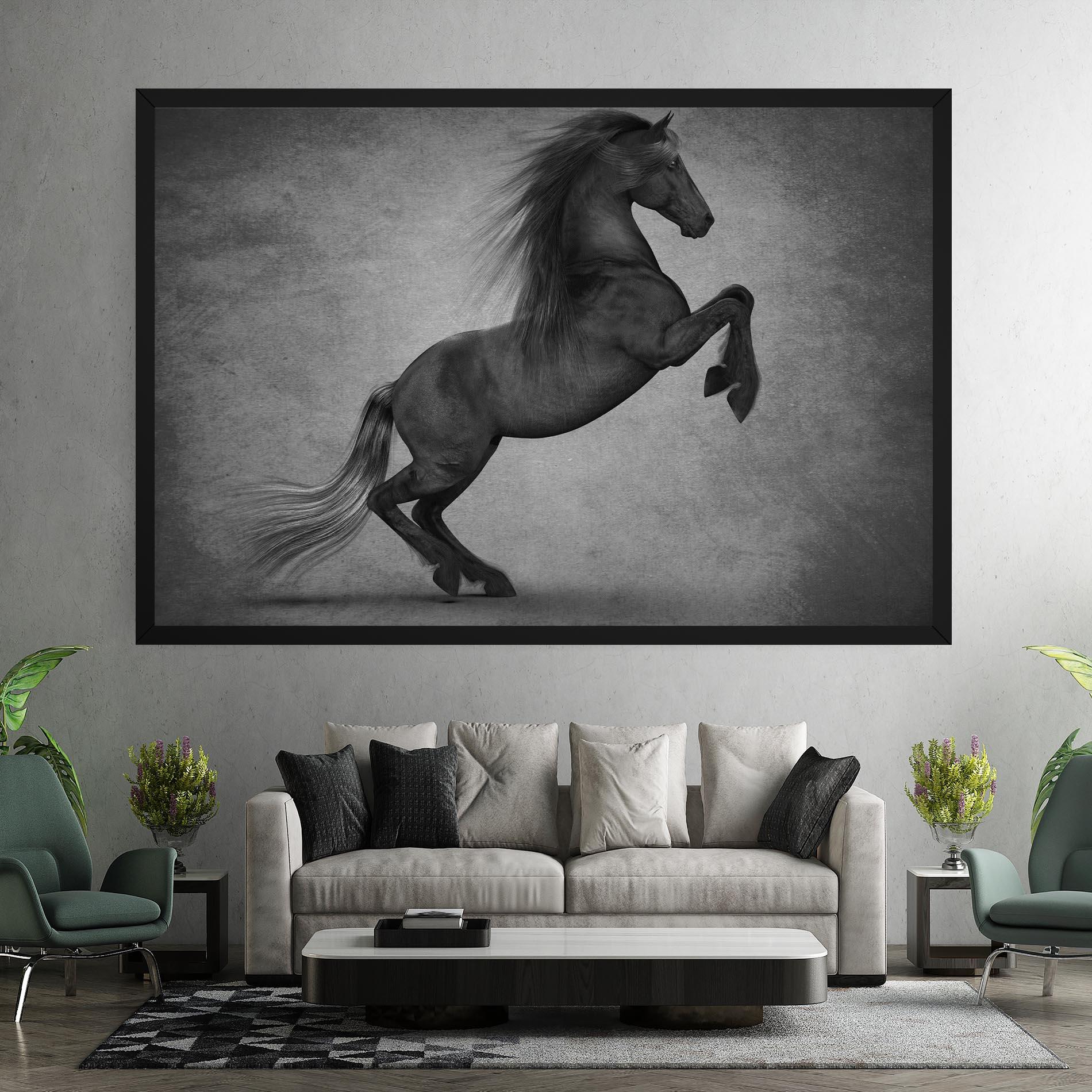 Obraz na Płótnie Black Horse Jumping mockup 7