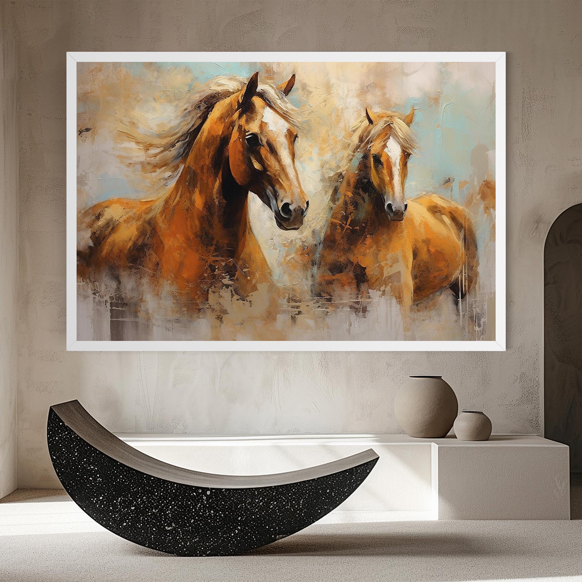 Obraz na Płótnie Brown Horses Staying mockup 8