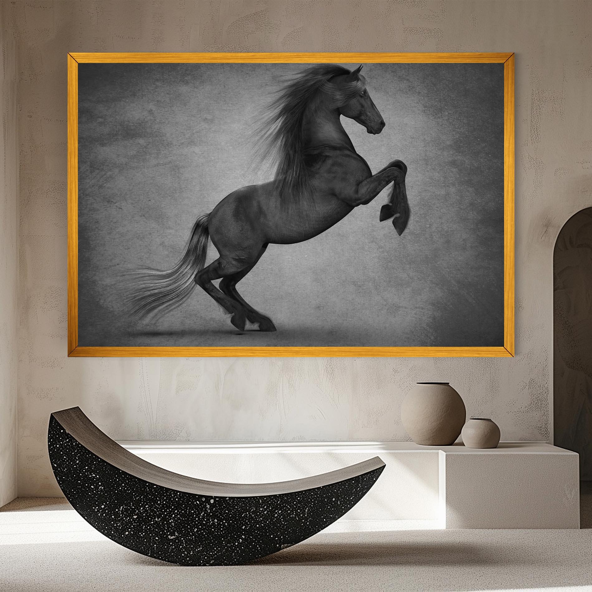 Obraz na Płótnie Black Horse Jumping mockup 8
