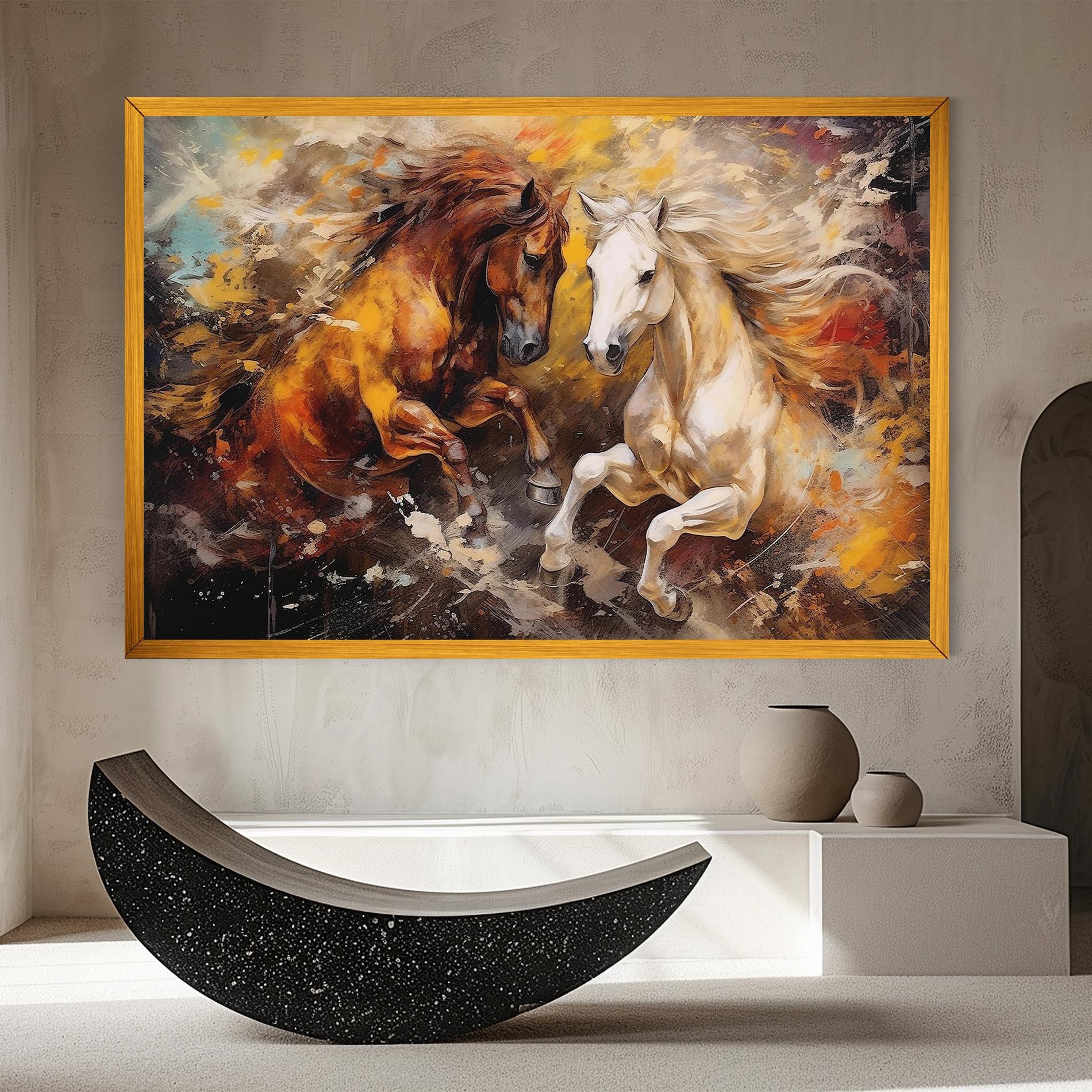 Obraz na Płótnie Brown White Horses mockup 8