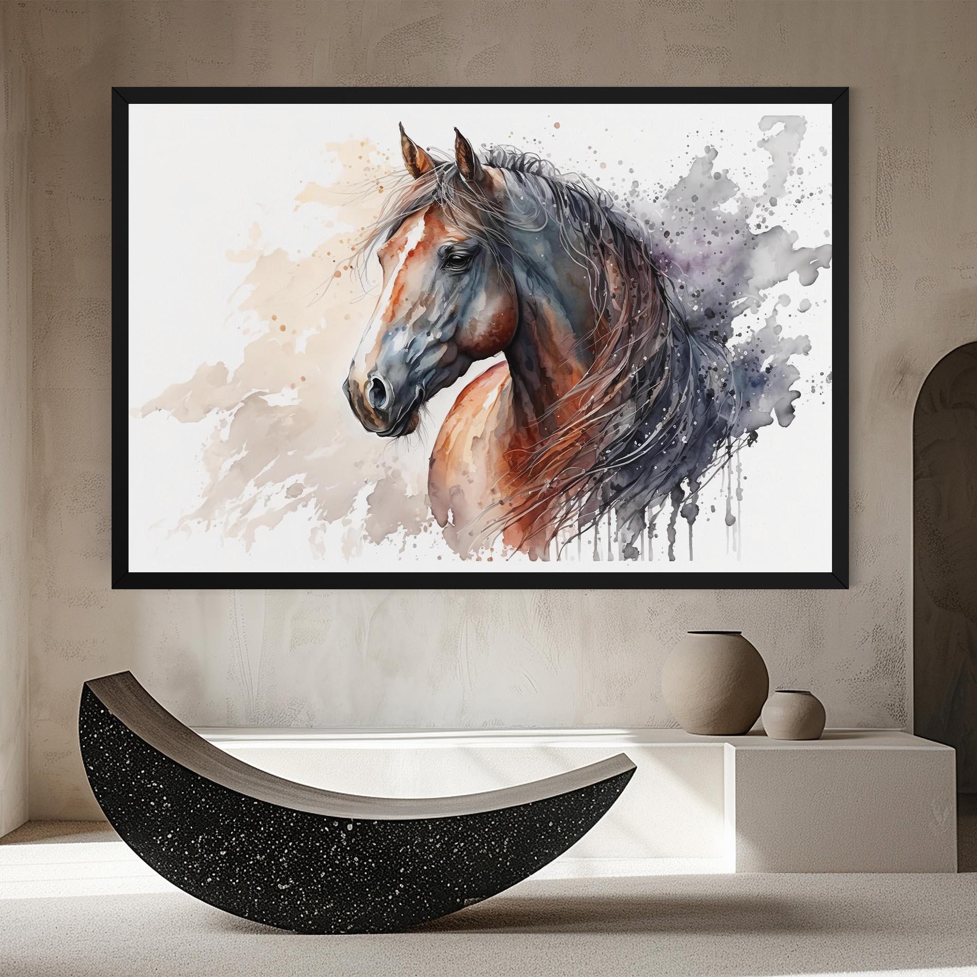 Obraz na Płótnie Black Brown Horse Painting mockup 8