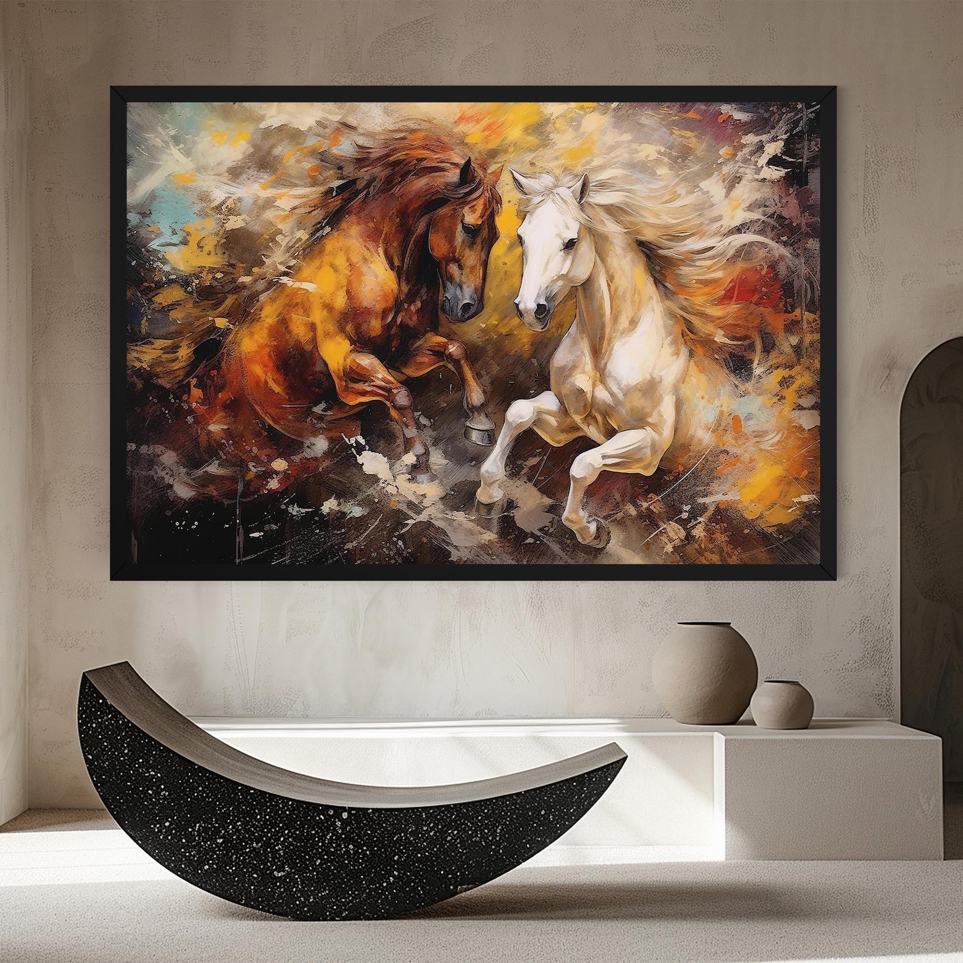 Obraz na Płótnie Brown White Horses mockup 8