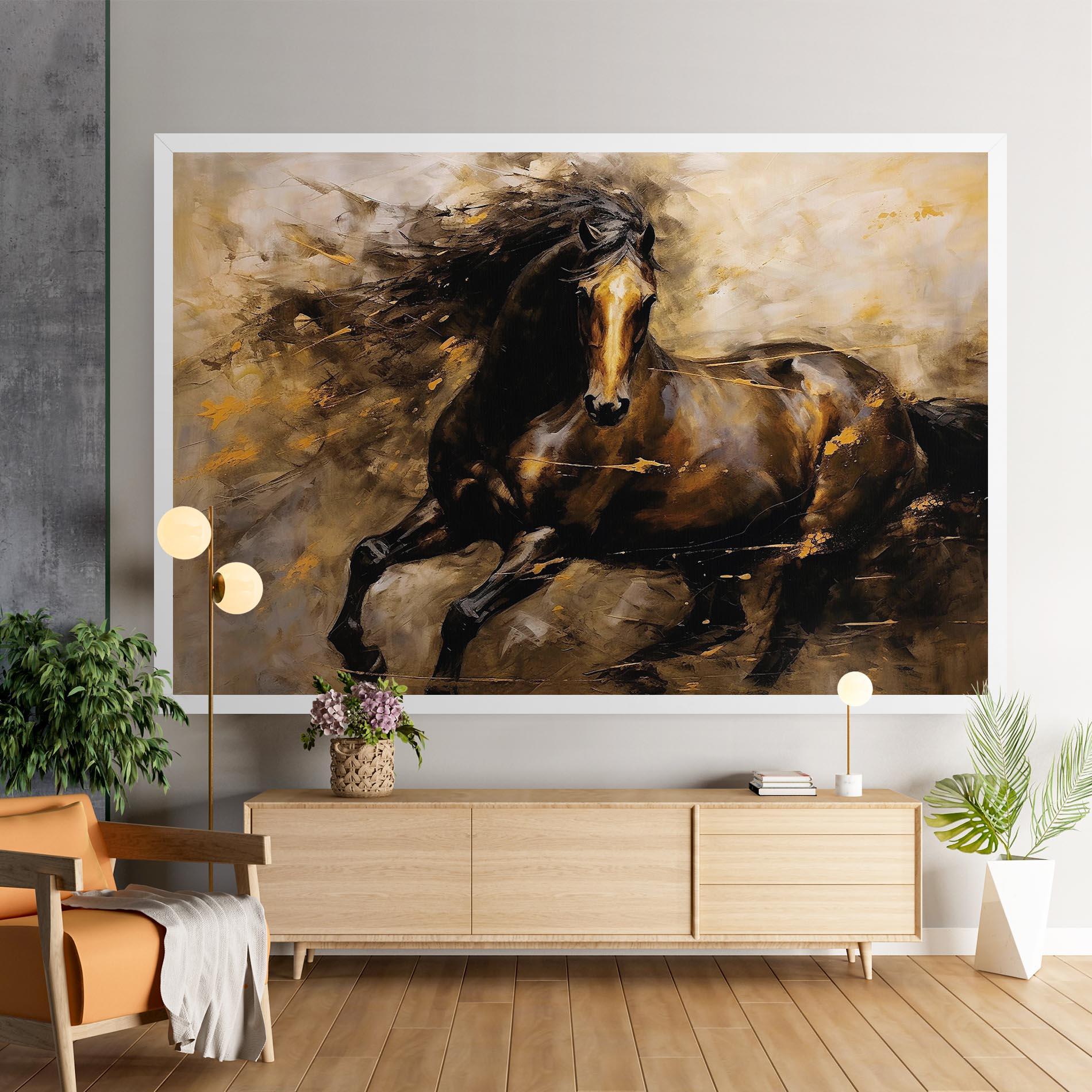 Obraz na Płótnie Gold Brown Horse mockup 9