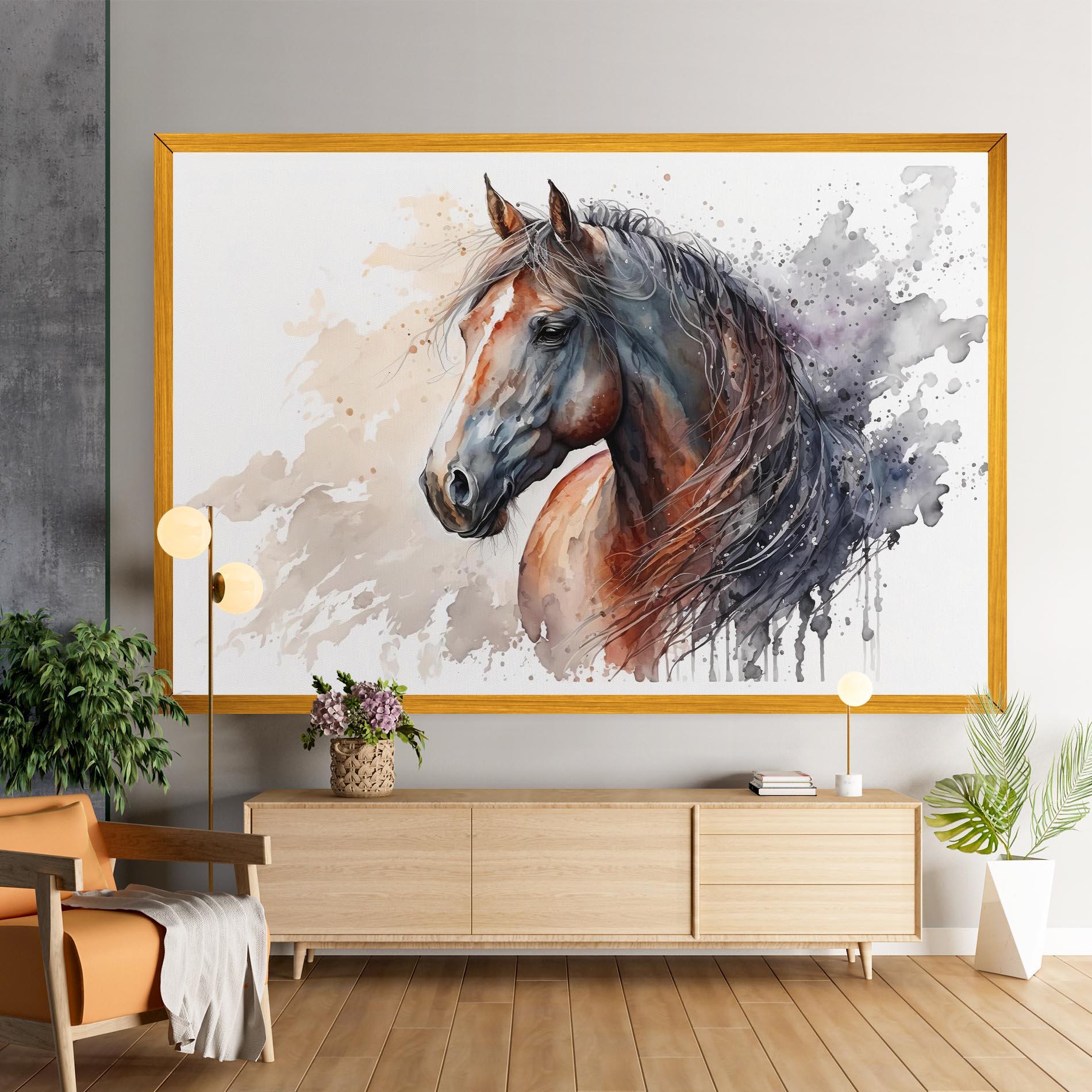 Obraz na Płótnie Black Brown Horse Painting mockup 9