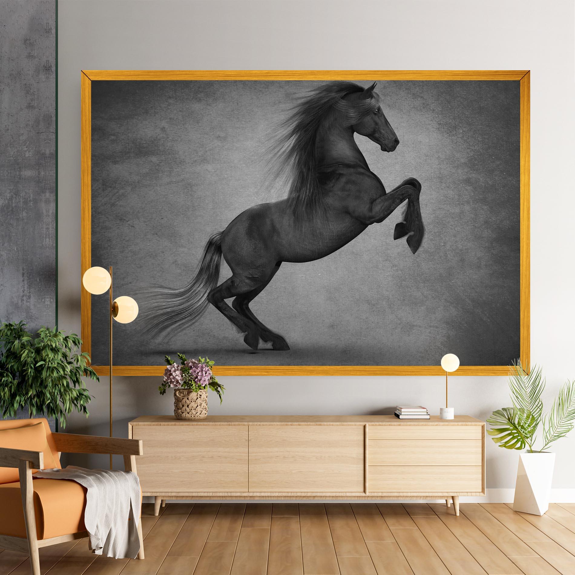 Obraz na Płótnie Black Horse Jumping mockup 9