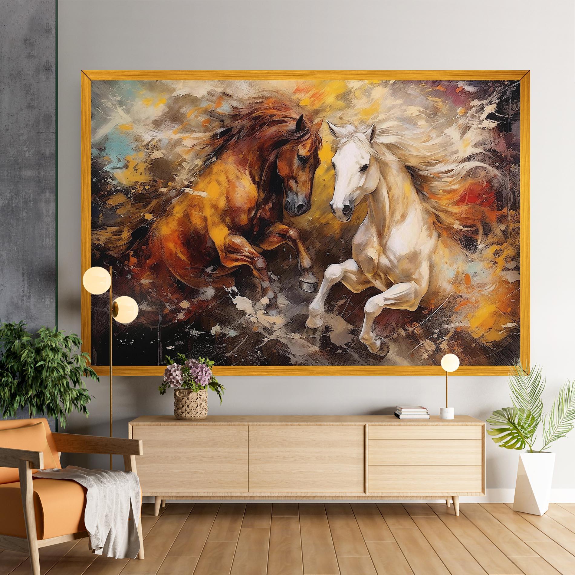 Obraz na Płótnie Brown White Horses mockup 9