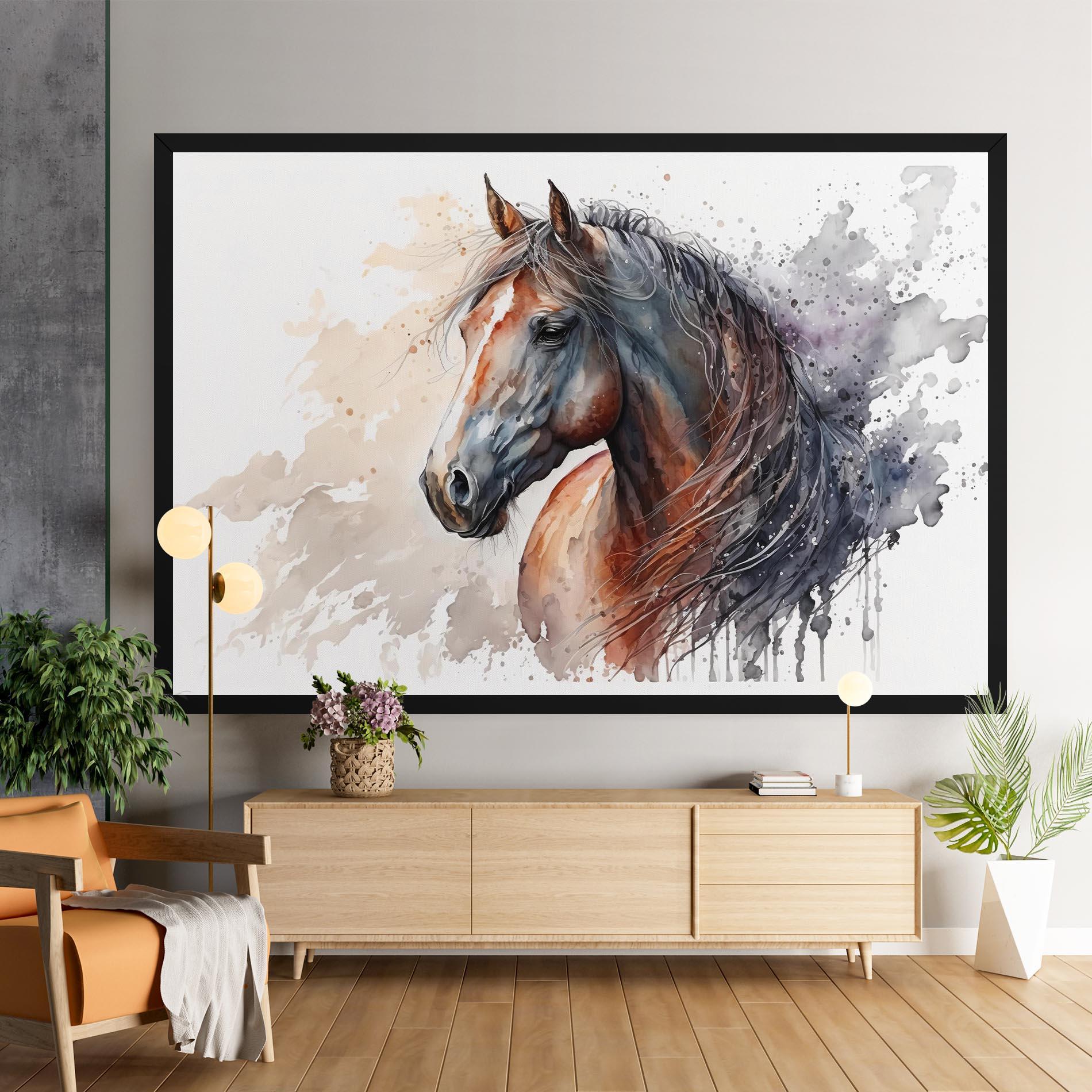 Obraz na Płótnie Black Brown Horse Painting mockup 9