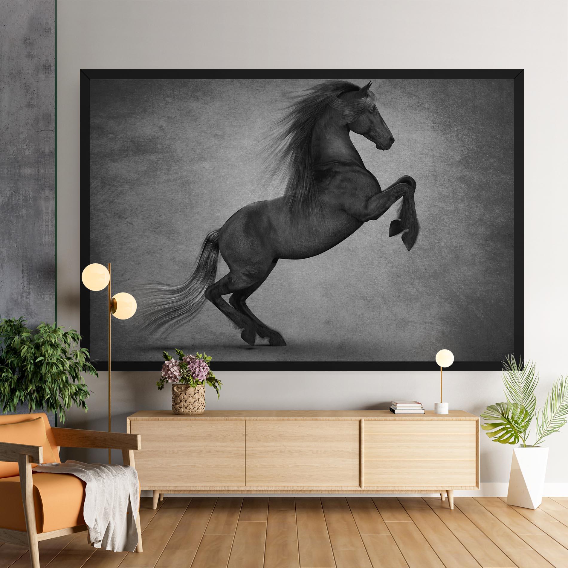Obraz na Płótnie Black Horse Jumping mockup 9