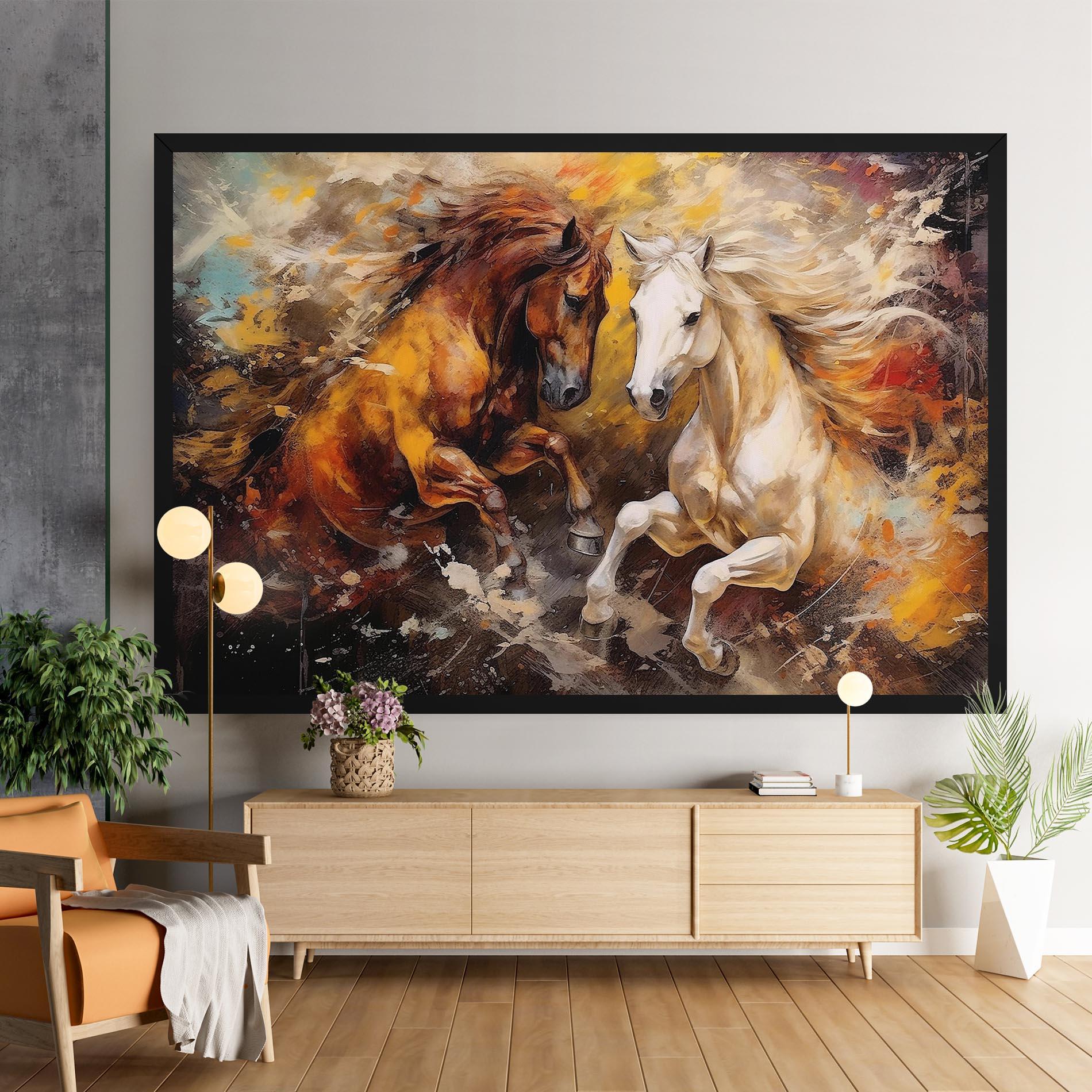 Obraz na Płótnie Brown White Horses mockup 9