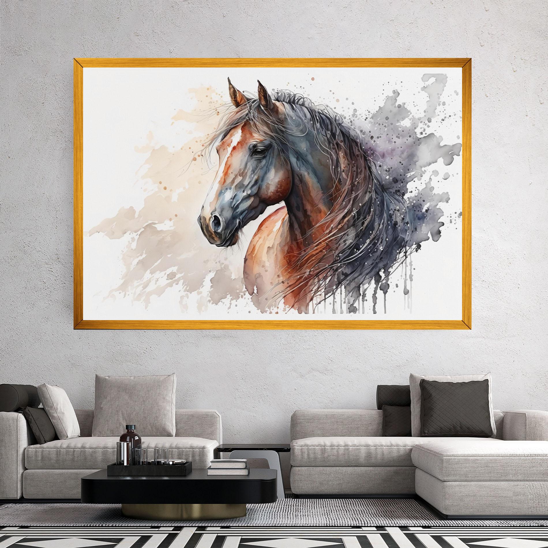 Obraz na Płótnie Black Brown Horse Painting mockup 2