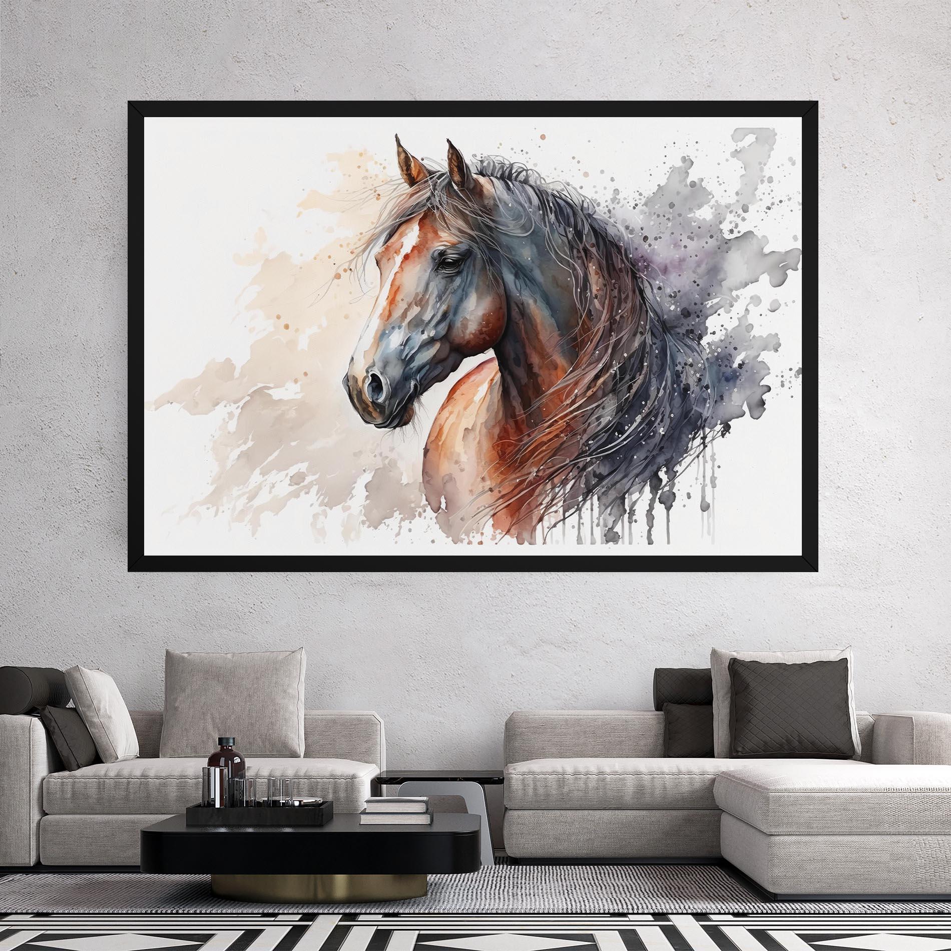 Obraz na Płótnie Black Brown Horse Painting mockup 2