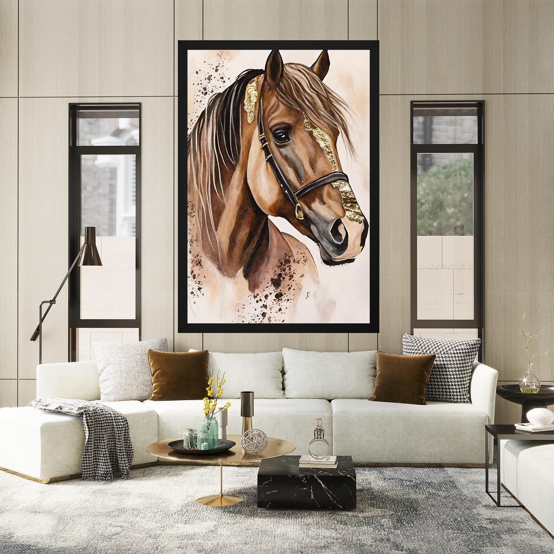 Obraz na Płótnie Gold Horse Painting mockup 2