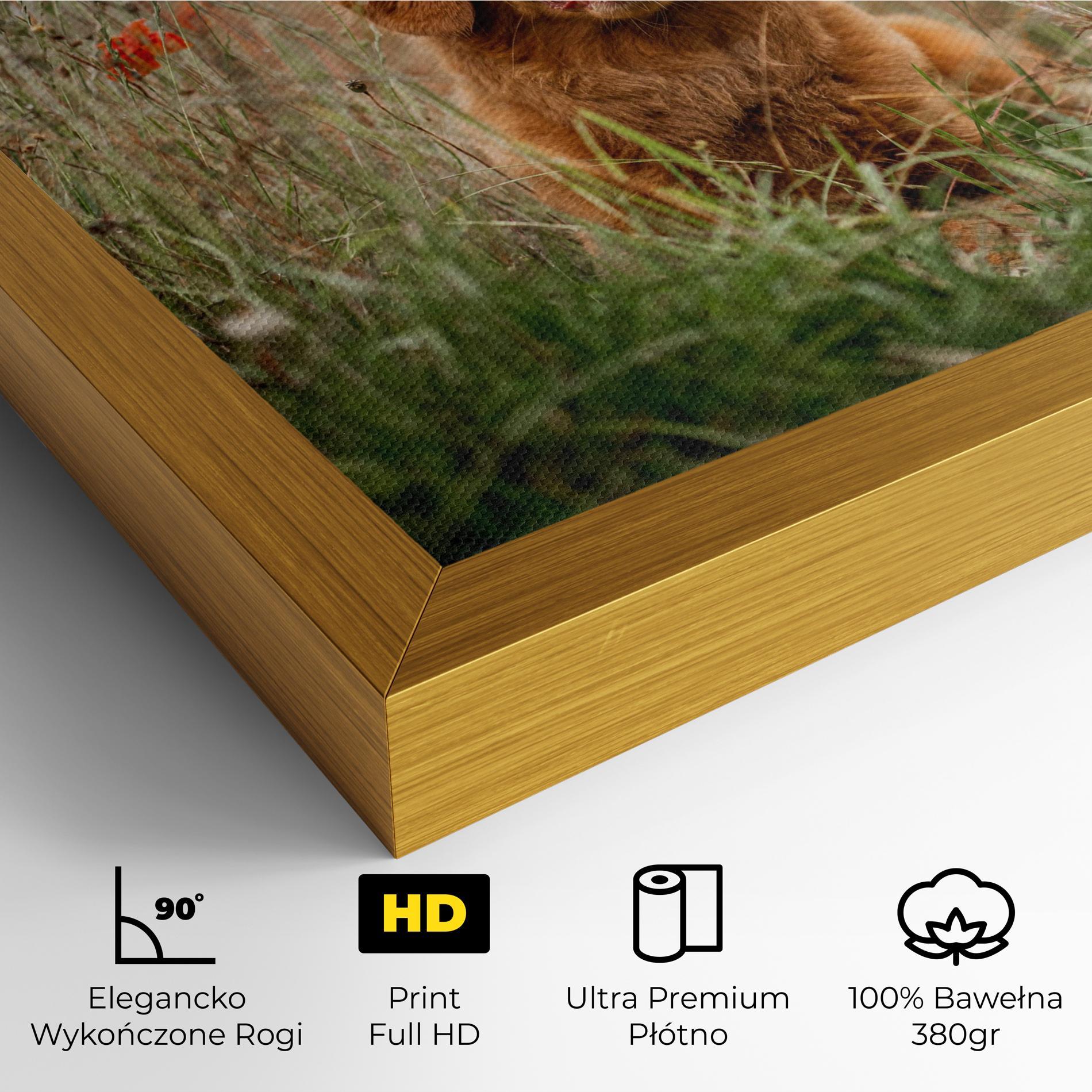 Obraz na Płótnie Red Flowers Dog mockup 4