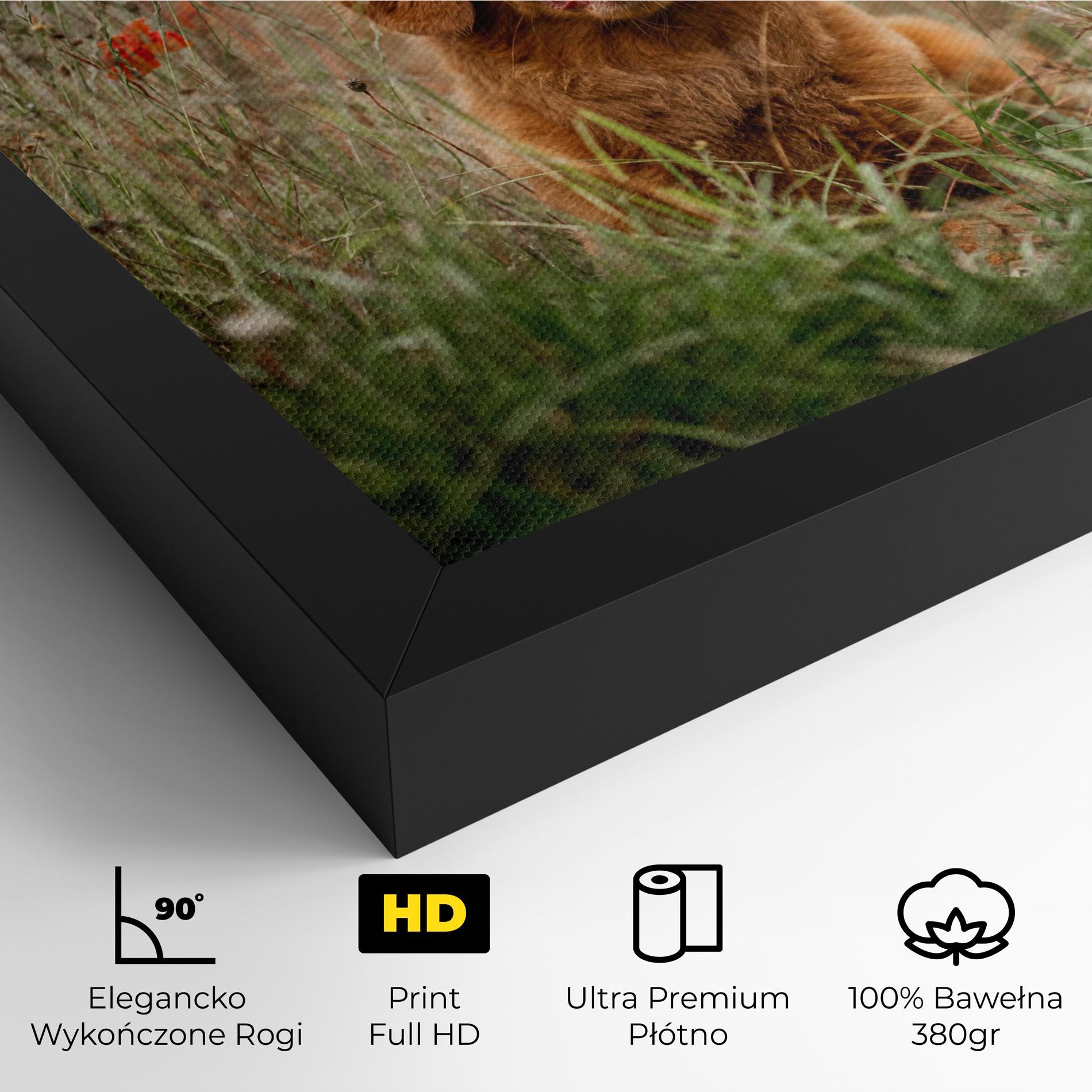 Obraz na Płótnie Red Flowers Dog mockup 4