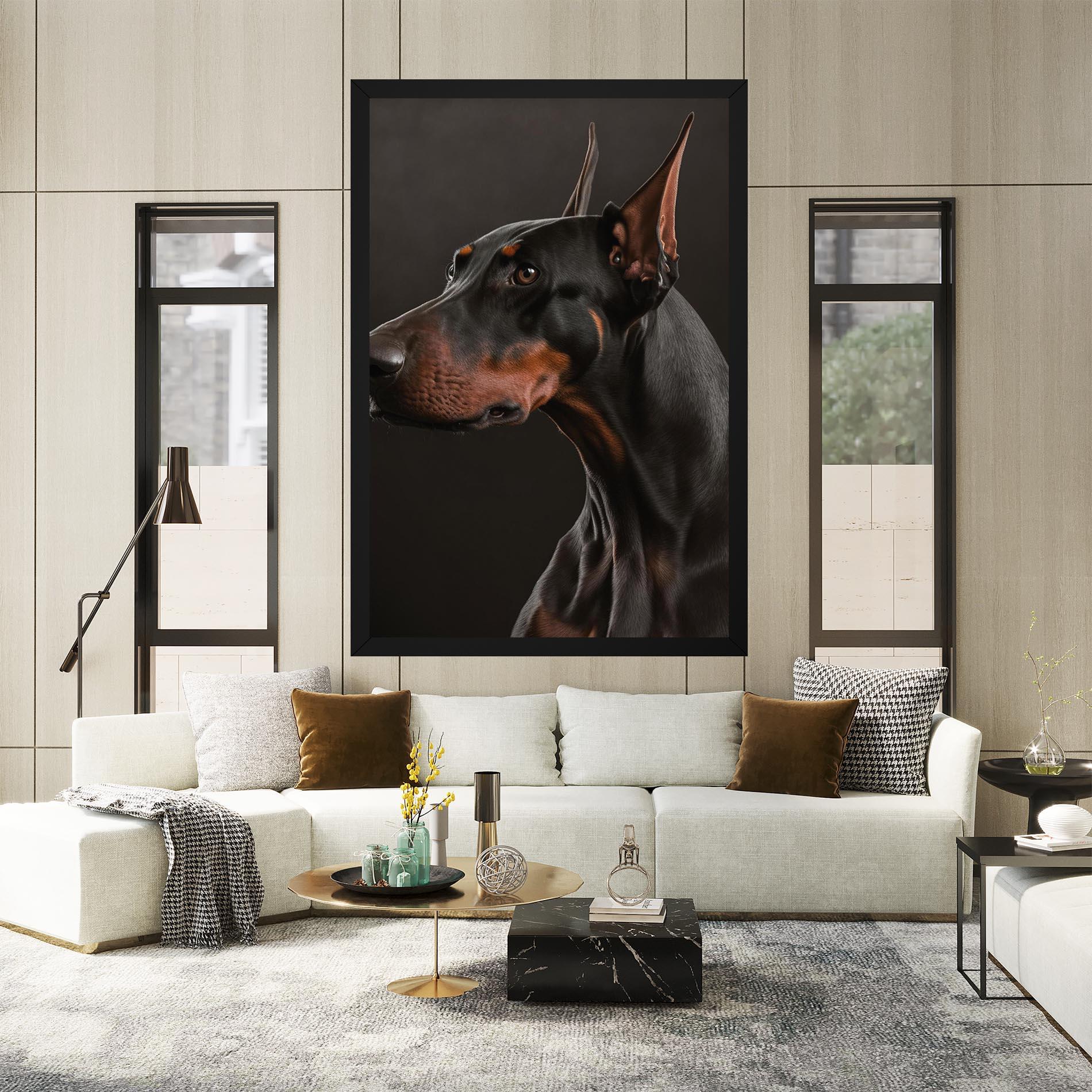 Obraz na Płótnie Doberman Dog Portrait mockup 2