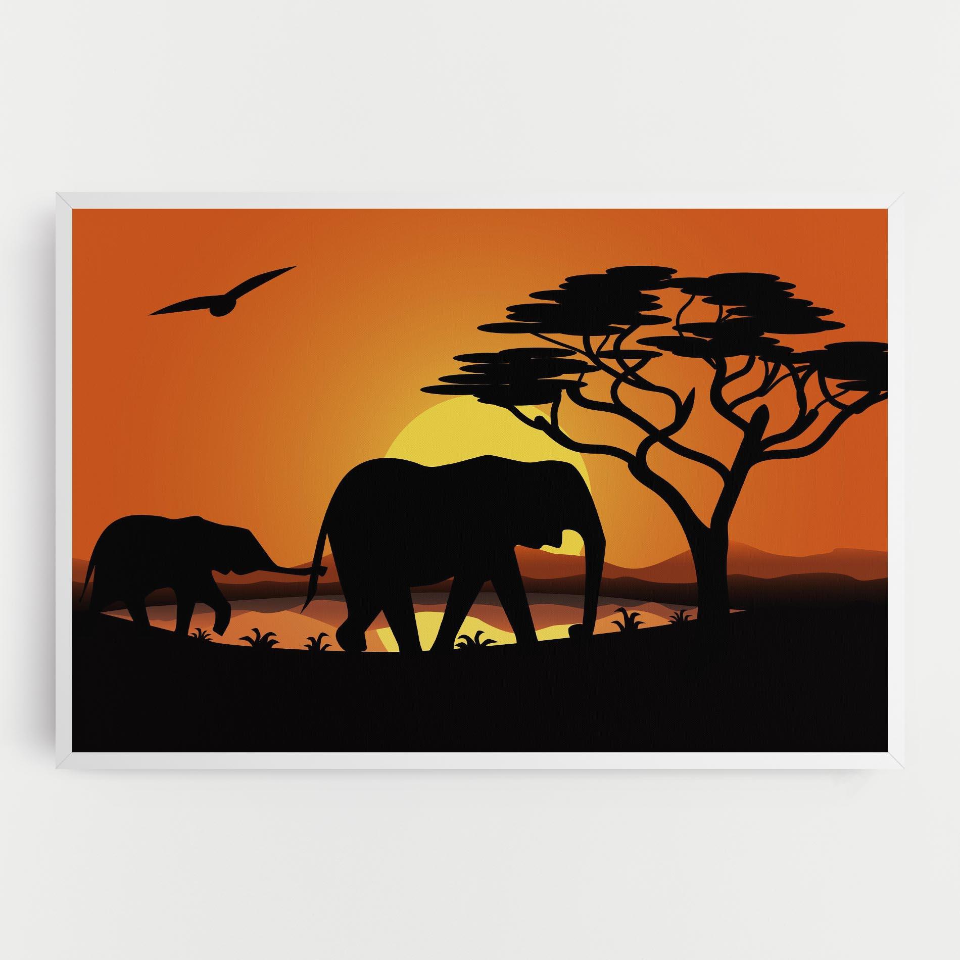 Obraz na Płótnie Elephant Sunset mockup 0
