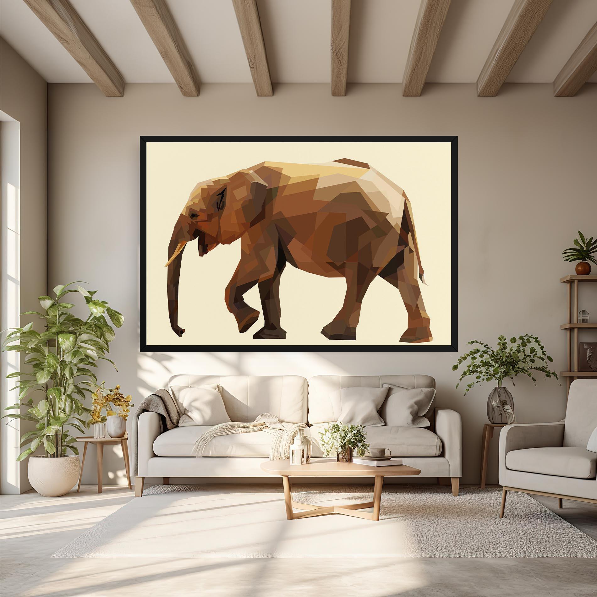 Obraz na Płótnie Walking Elephant Cream mockup 6