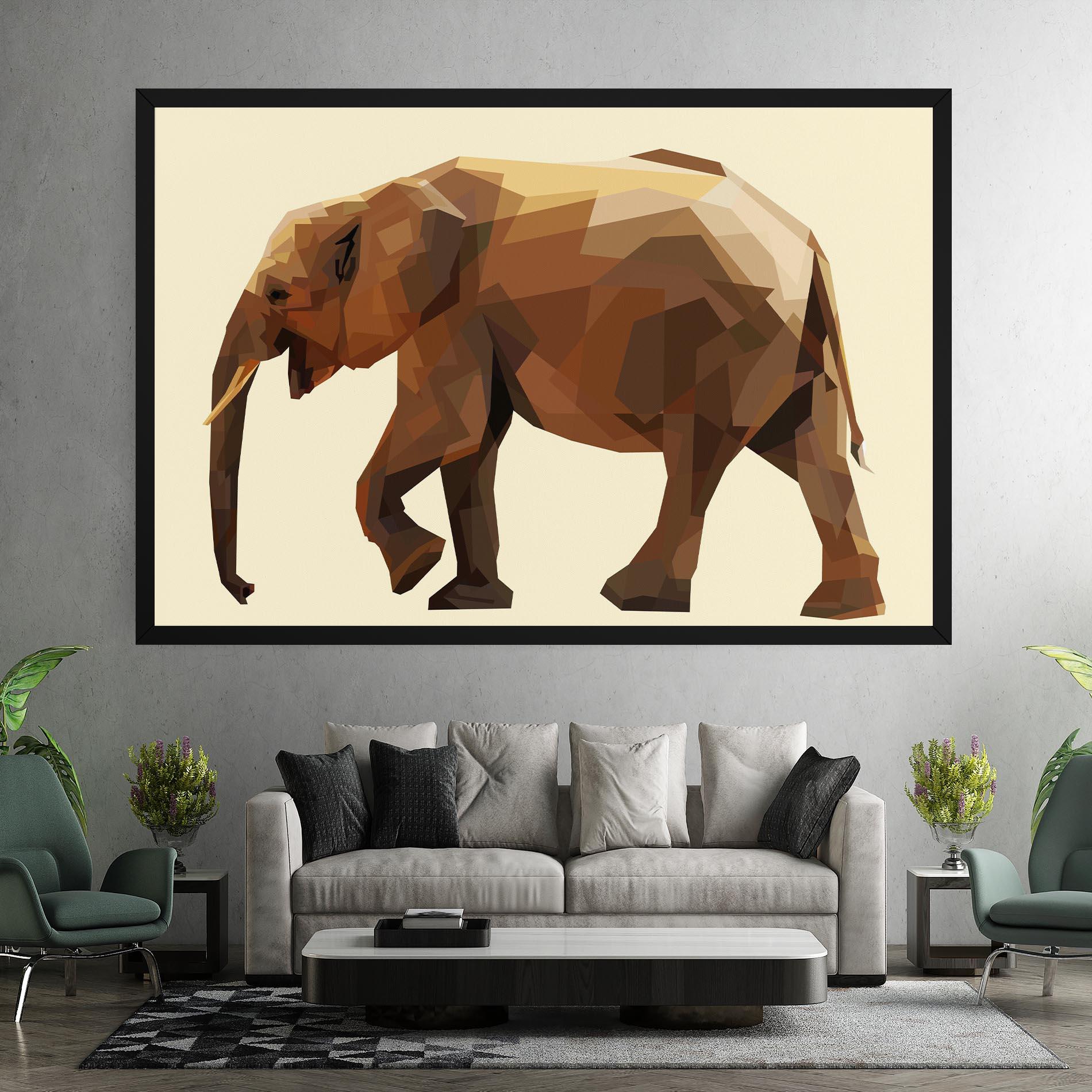 Obraz na Płótnie Walking Elephant Cream mockup 7