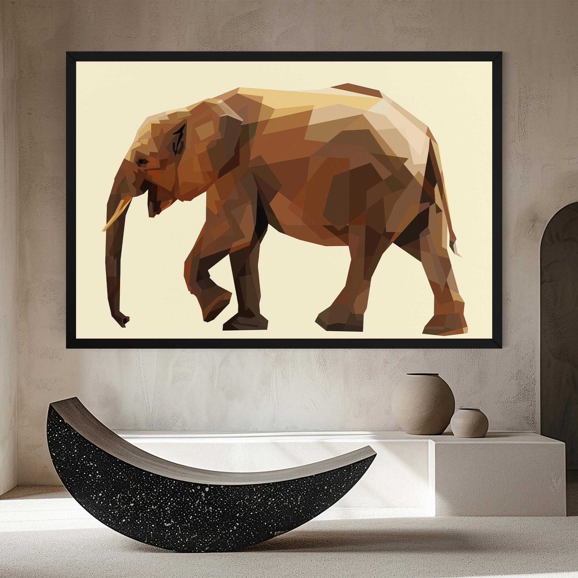 Obraz na Płótnie Walking Elephant Cream mockup 8