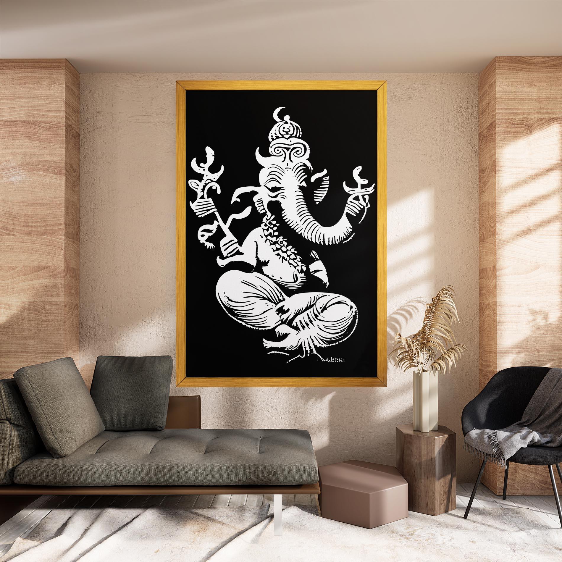 Obraz na Płótnie Black And White Ganesha mockup 8