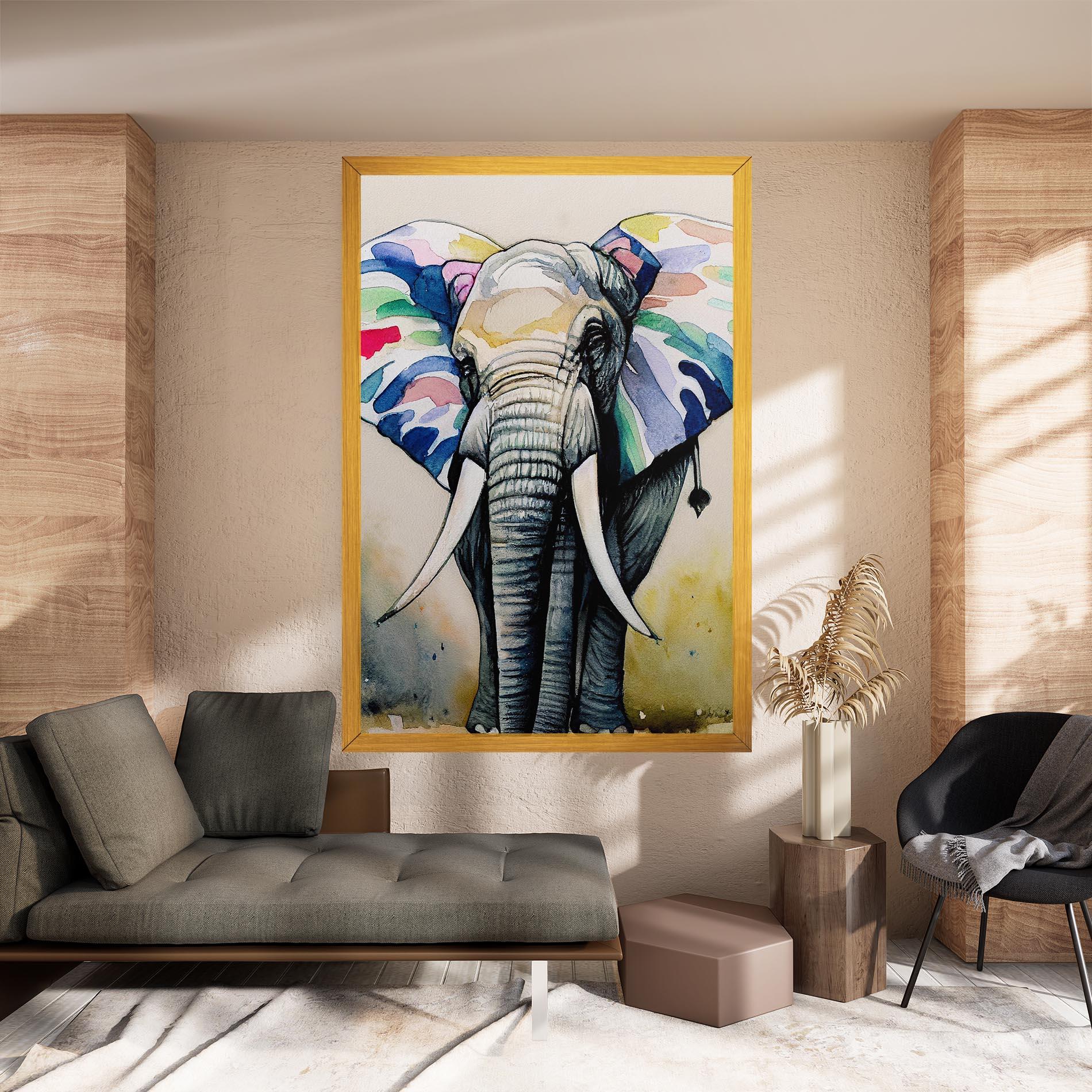Obraz na Płótnie Watercolor Elephant Art mockup 8