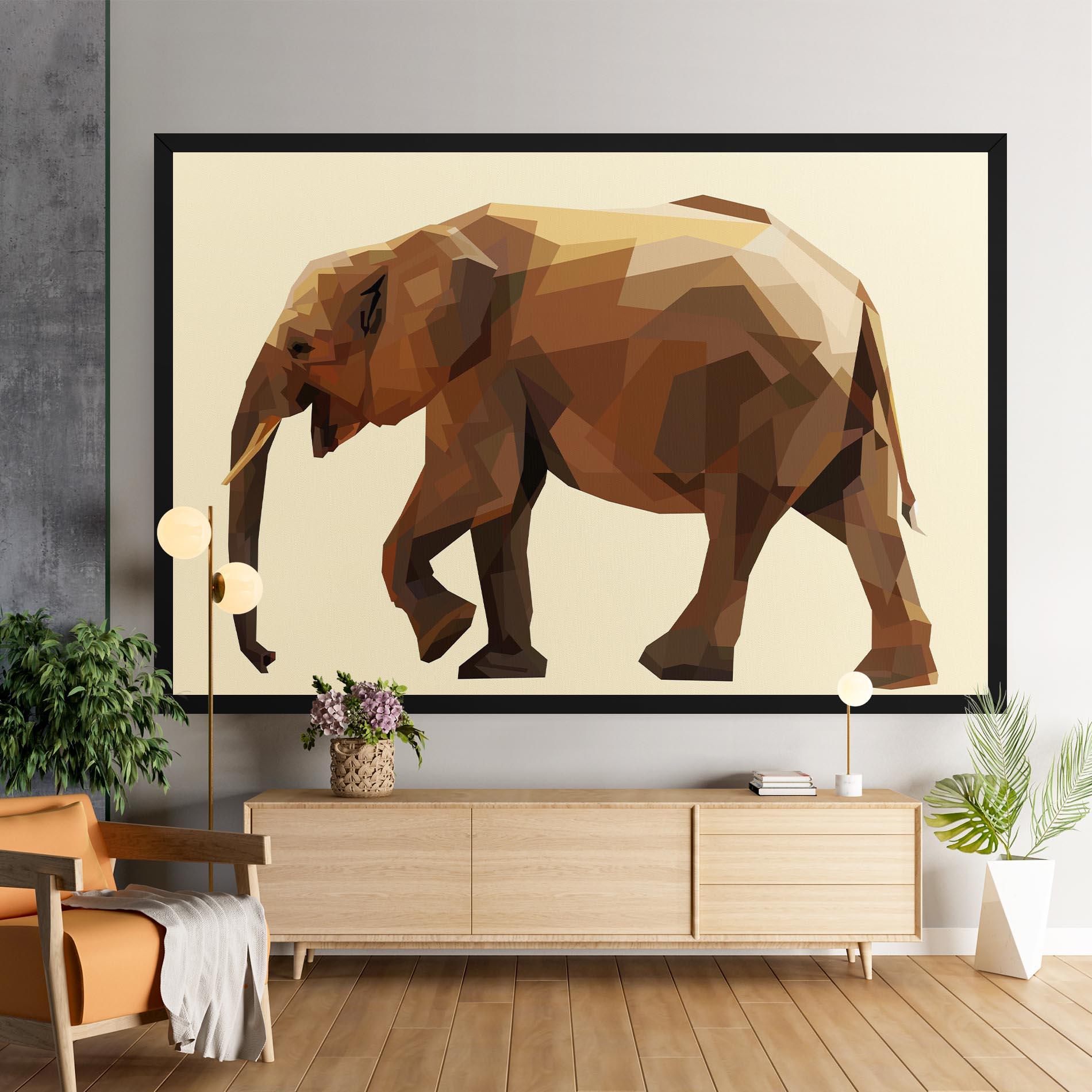 Obraz na Płótnie Walking Elephant Cream mockup 9