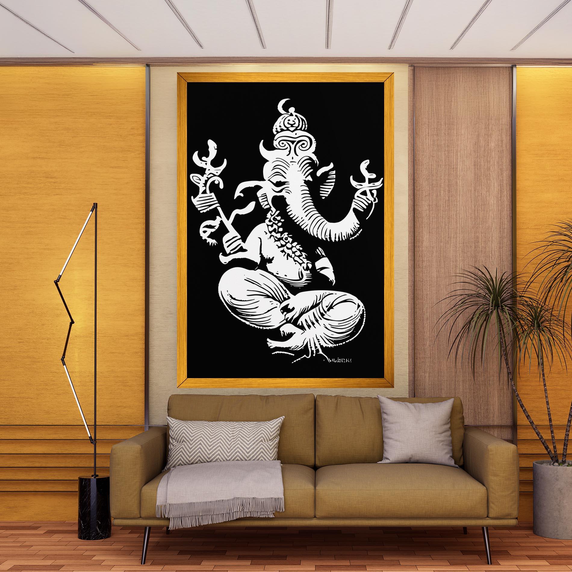 Obraz na Płótnie Black And White Ganesha mockup 9