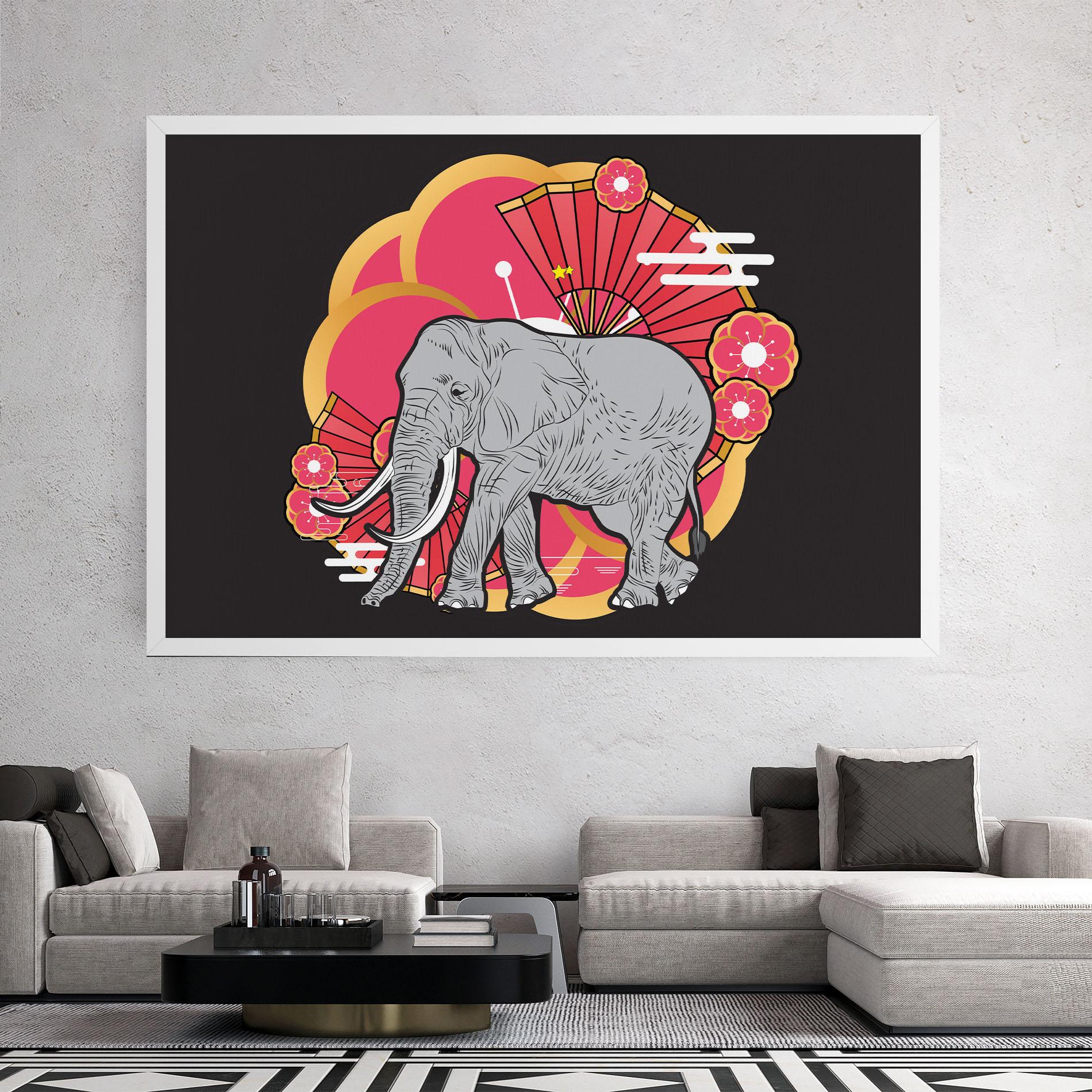 Obraz na Płótnie Elephant On Pink mockup 2